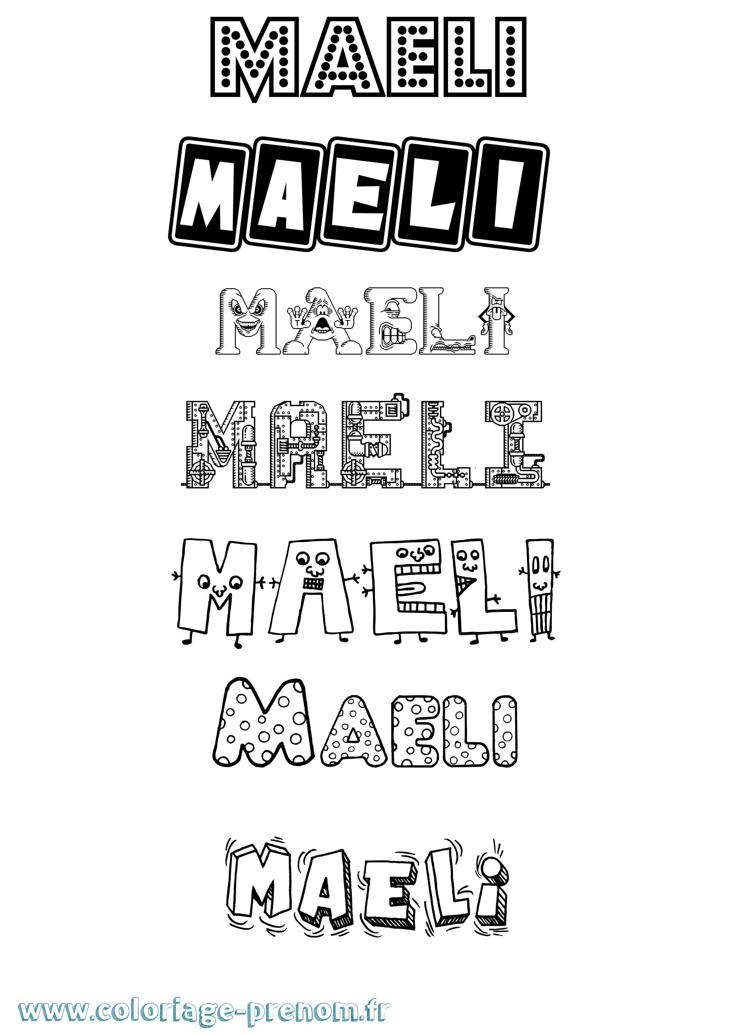 Coloriage Maeli Fun Coloriage prénom Maeli Fun
