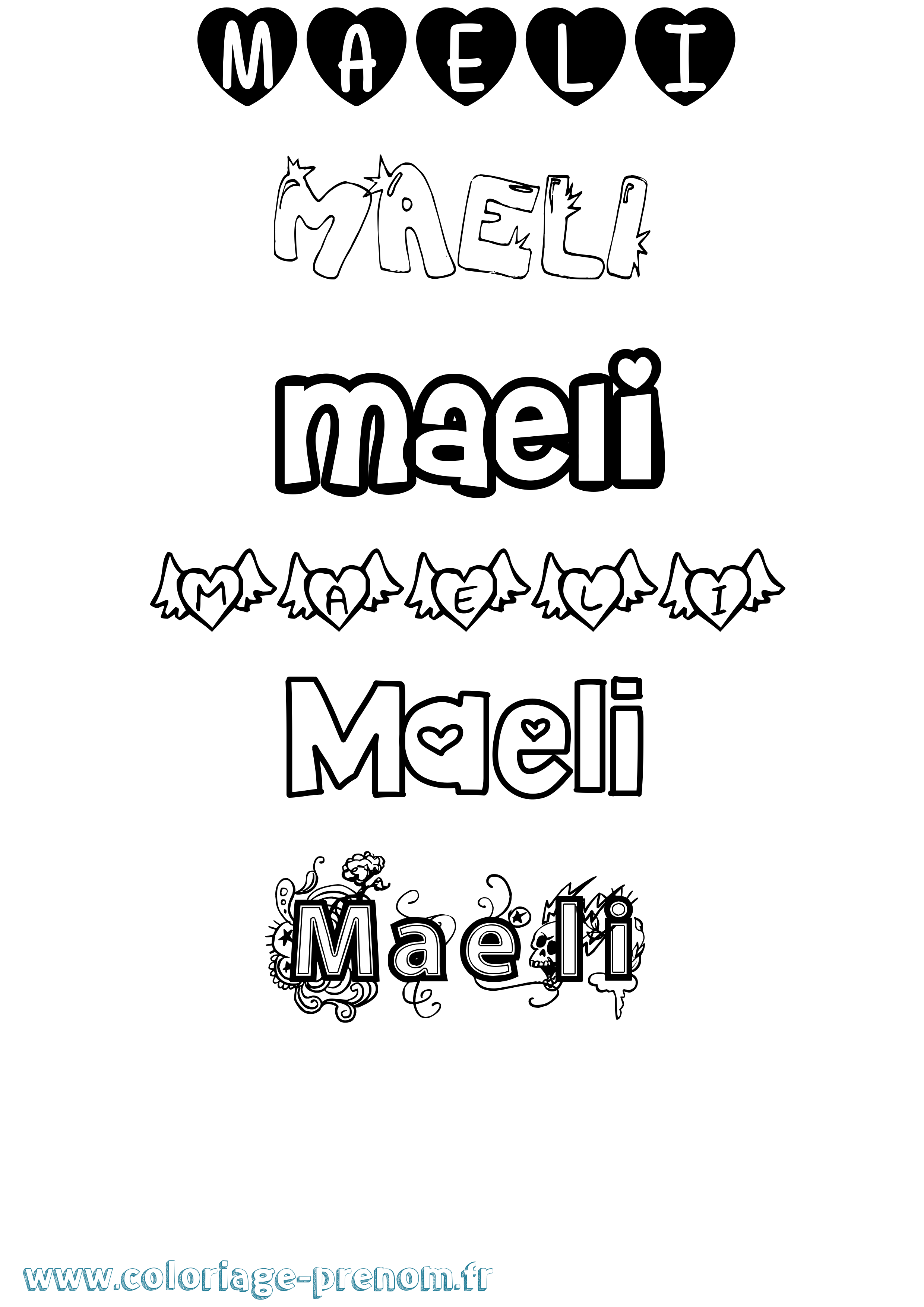 Coloriage Maeli Girly Coloriage prénom Maeli Girly