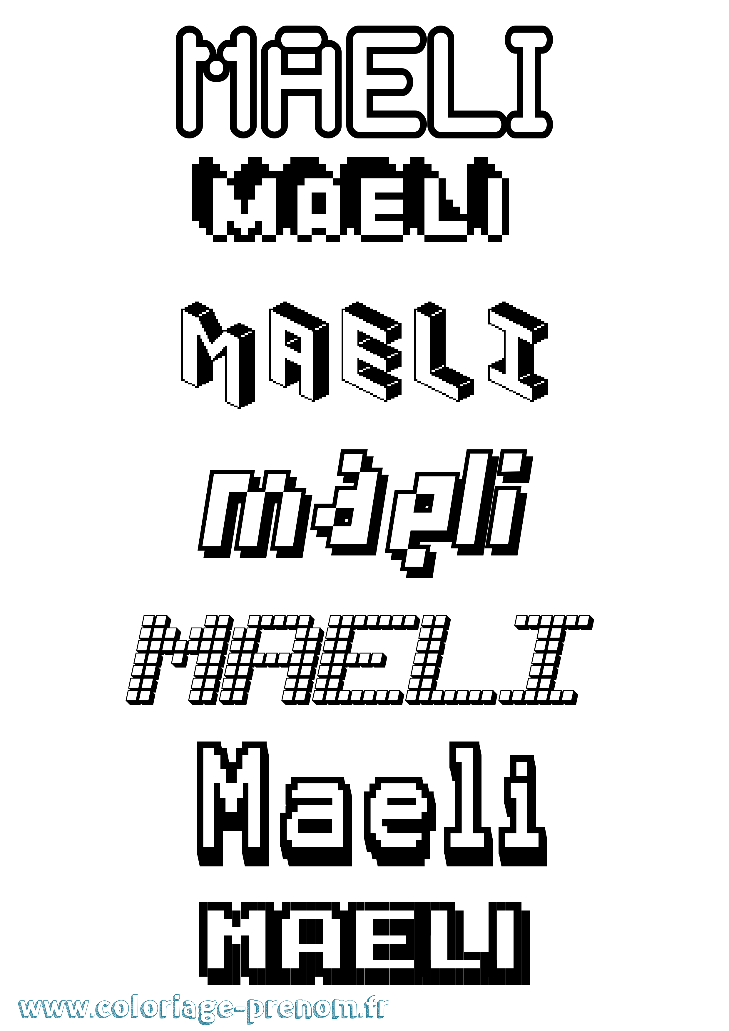 Coloriage Maeli Pixel Coloriage prénom Maeli Pixel