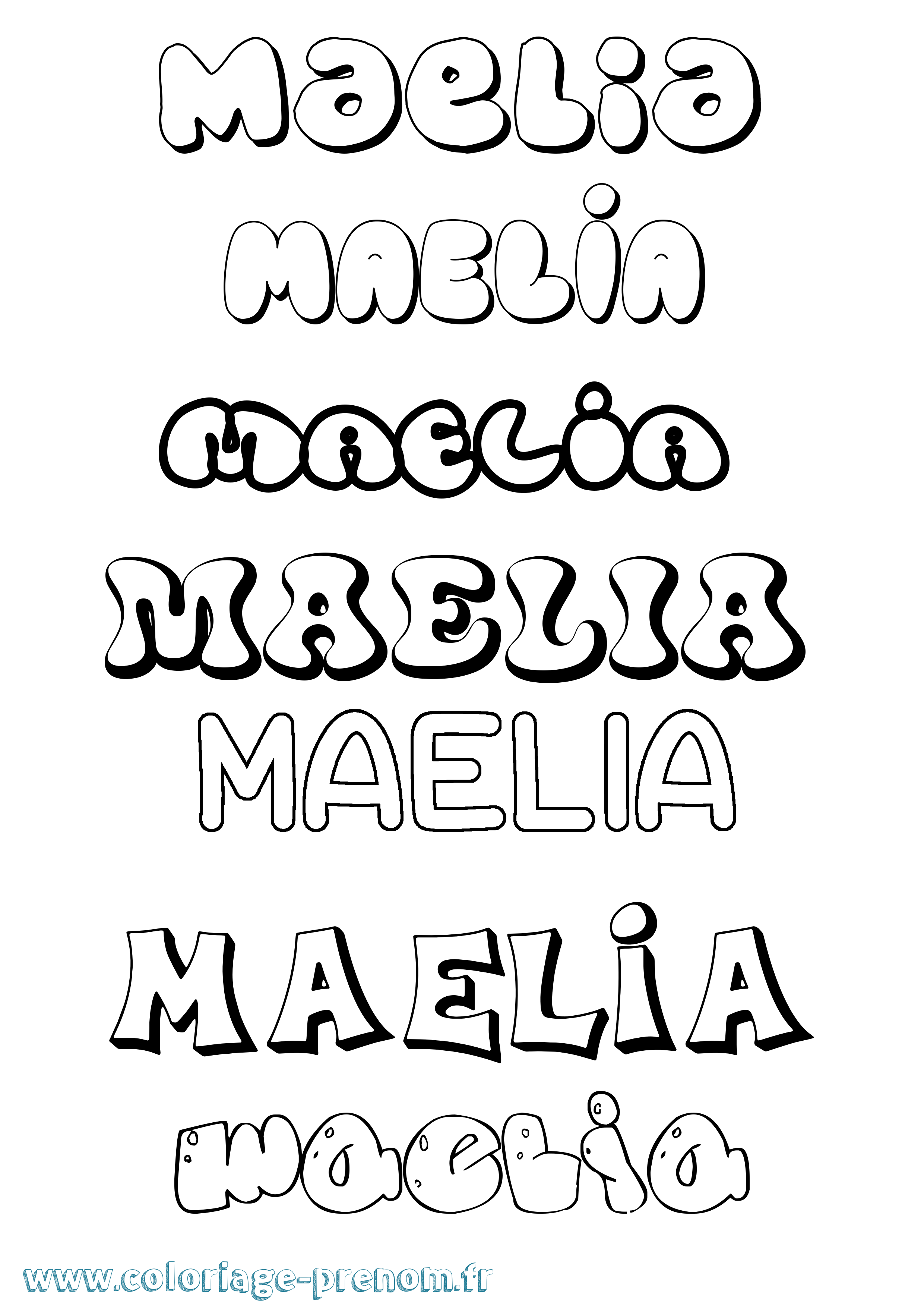 Coloriage prénom Maelia Bubble