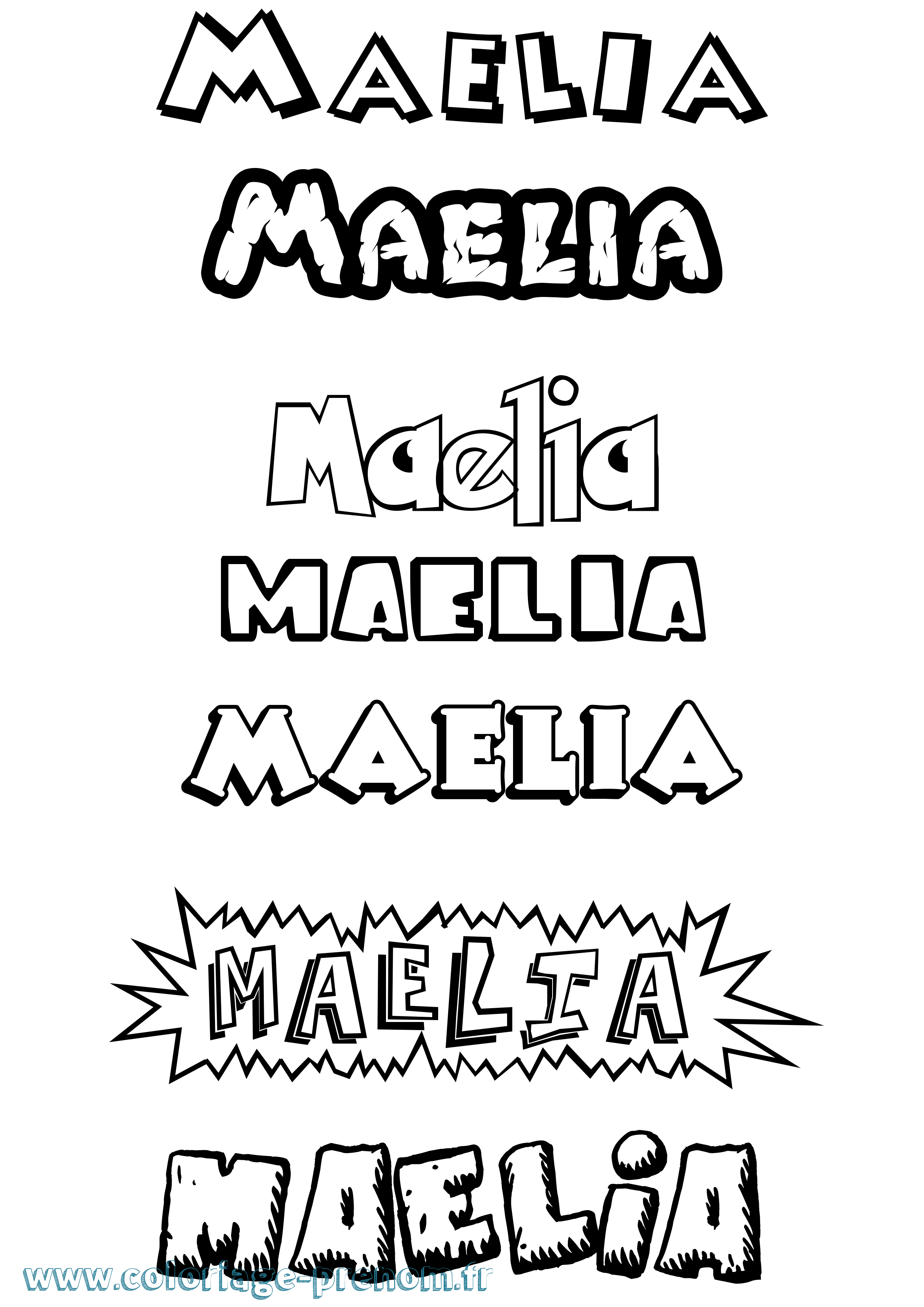 Coloriage Maelia Dessin Animé Coloriage prénom Maelia Dessin Animé