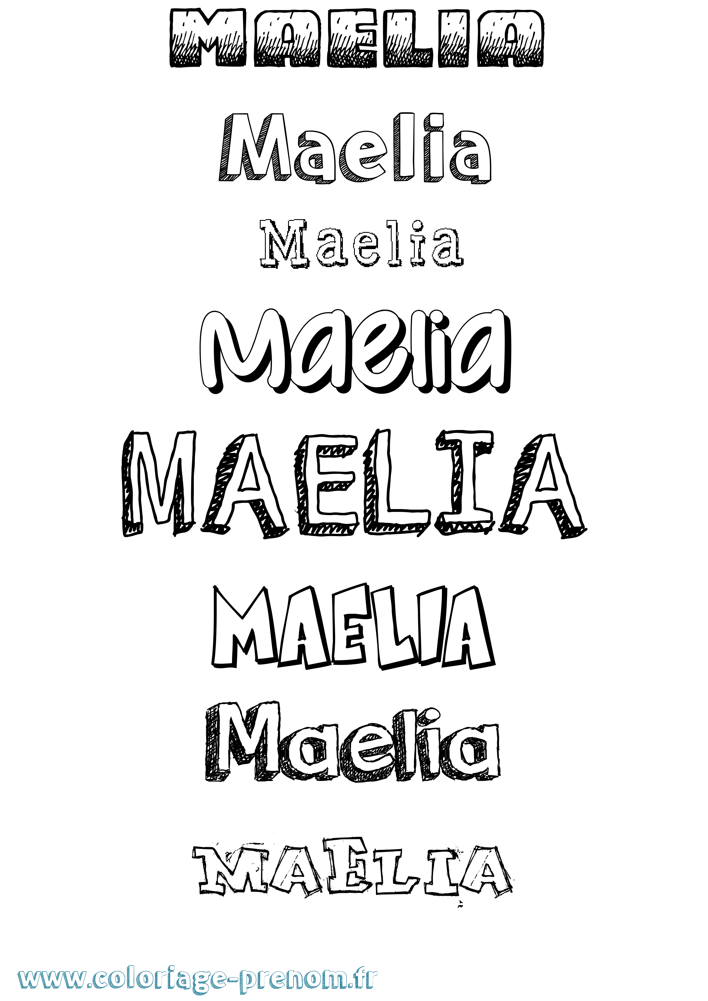 Coloriage Maelia Dessiné Coloriage prénom Maelia Dessiné