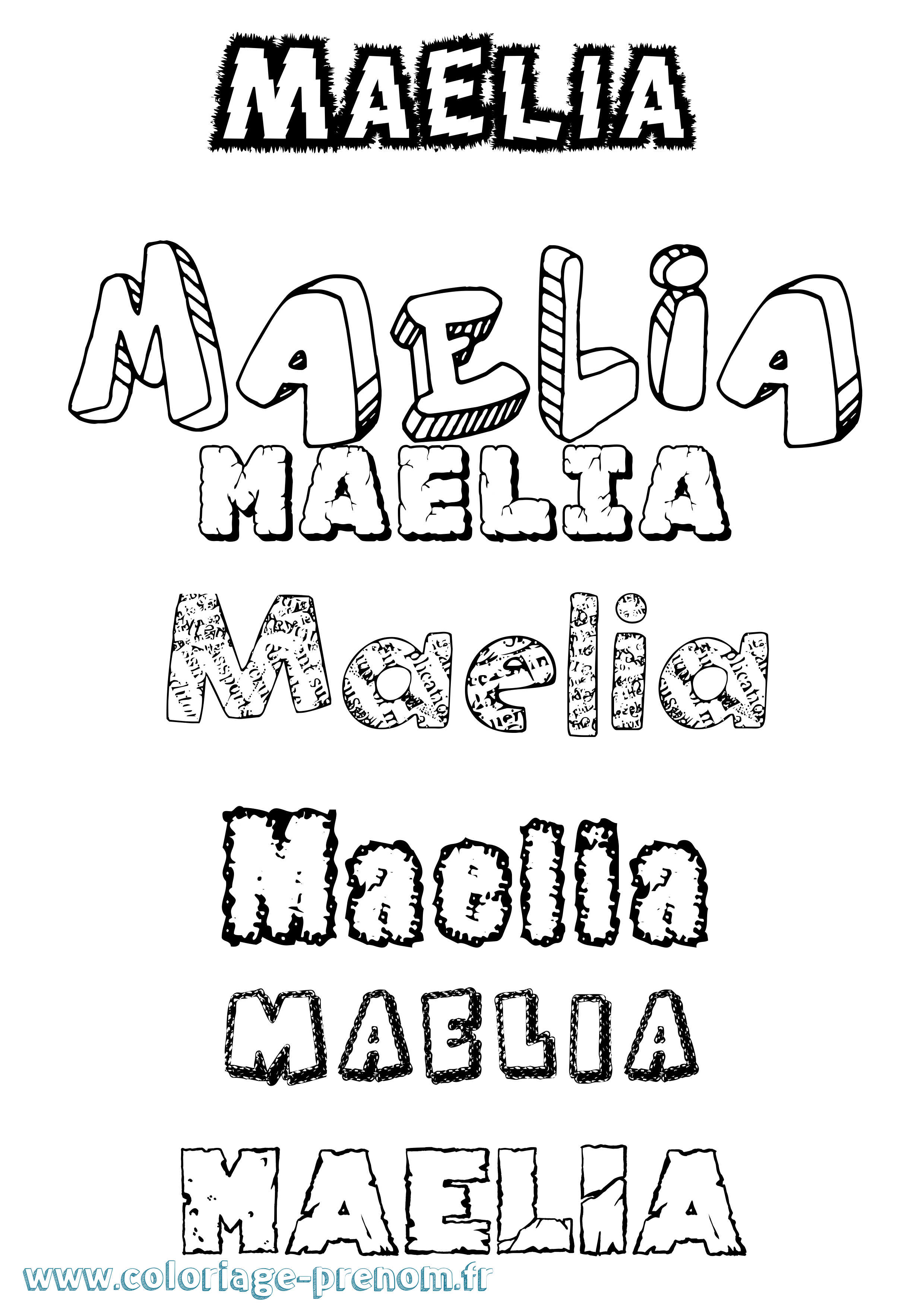 Coloriage prénom Maelia Destructuré