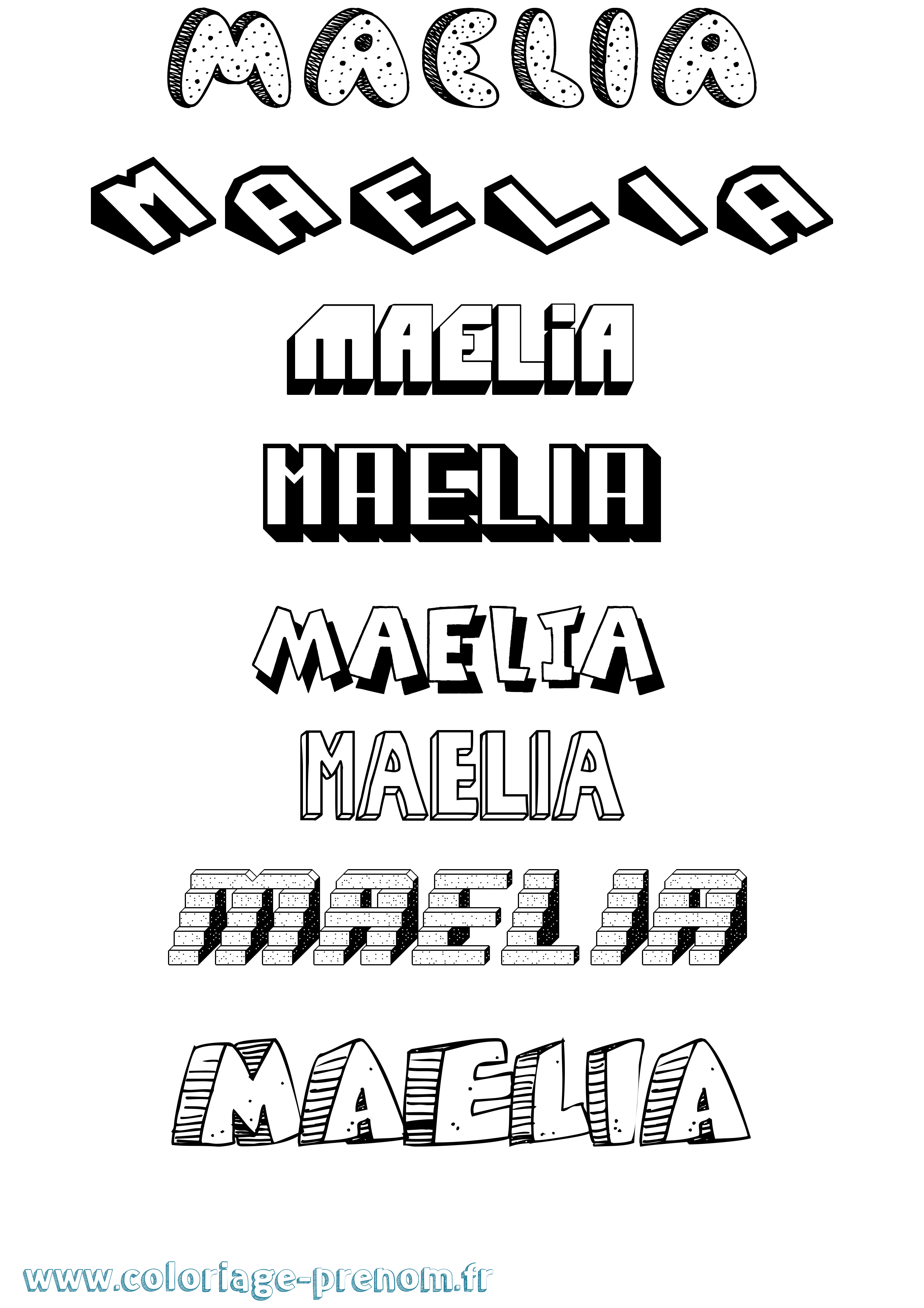 Coloriage prénom Maelia Effet 3D