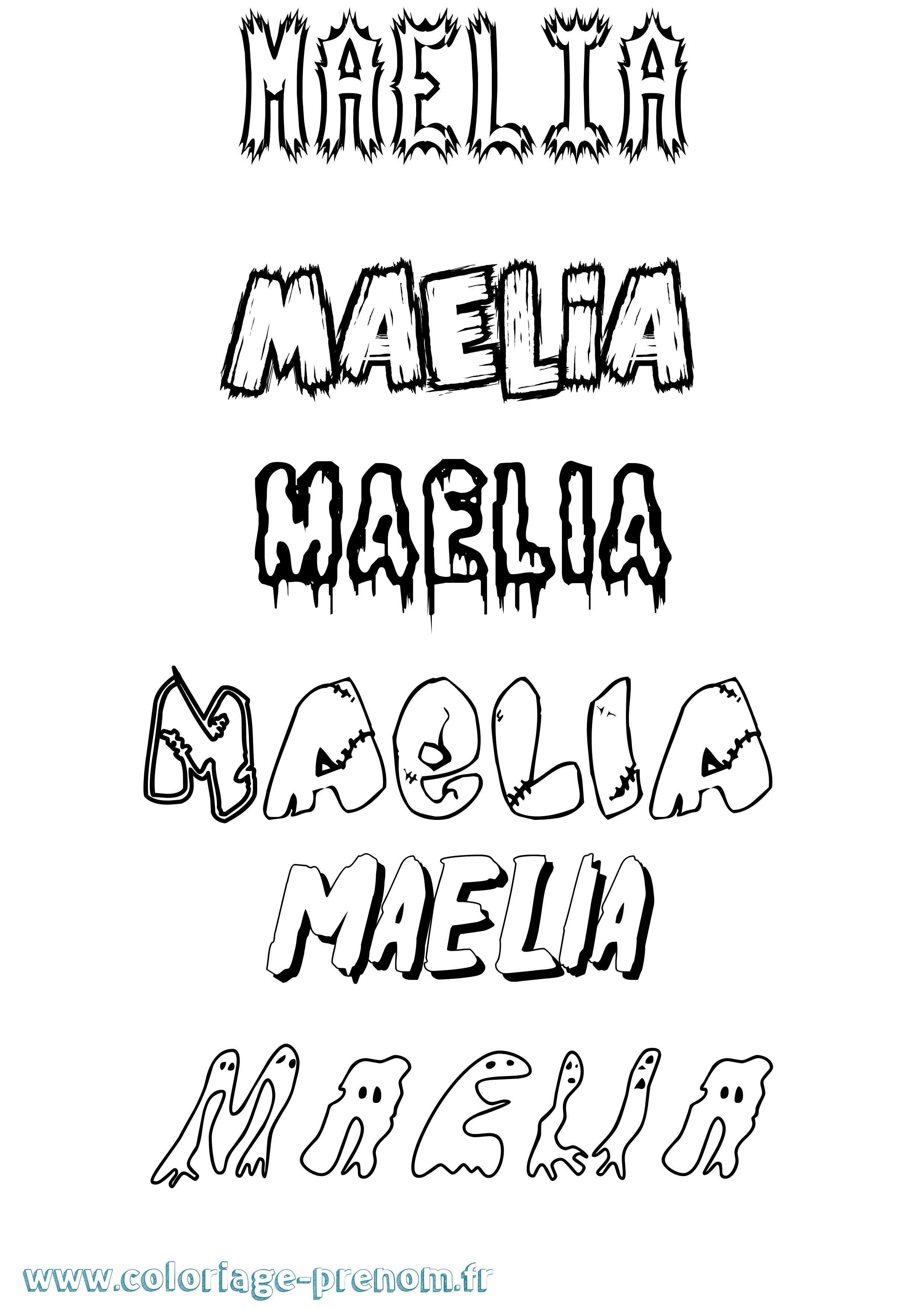 Coloriage Maelia Frisson Coloriage prénom Maelia Frisson