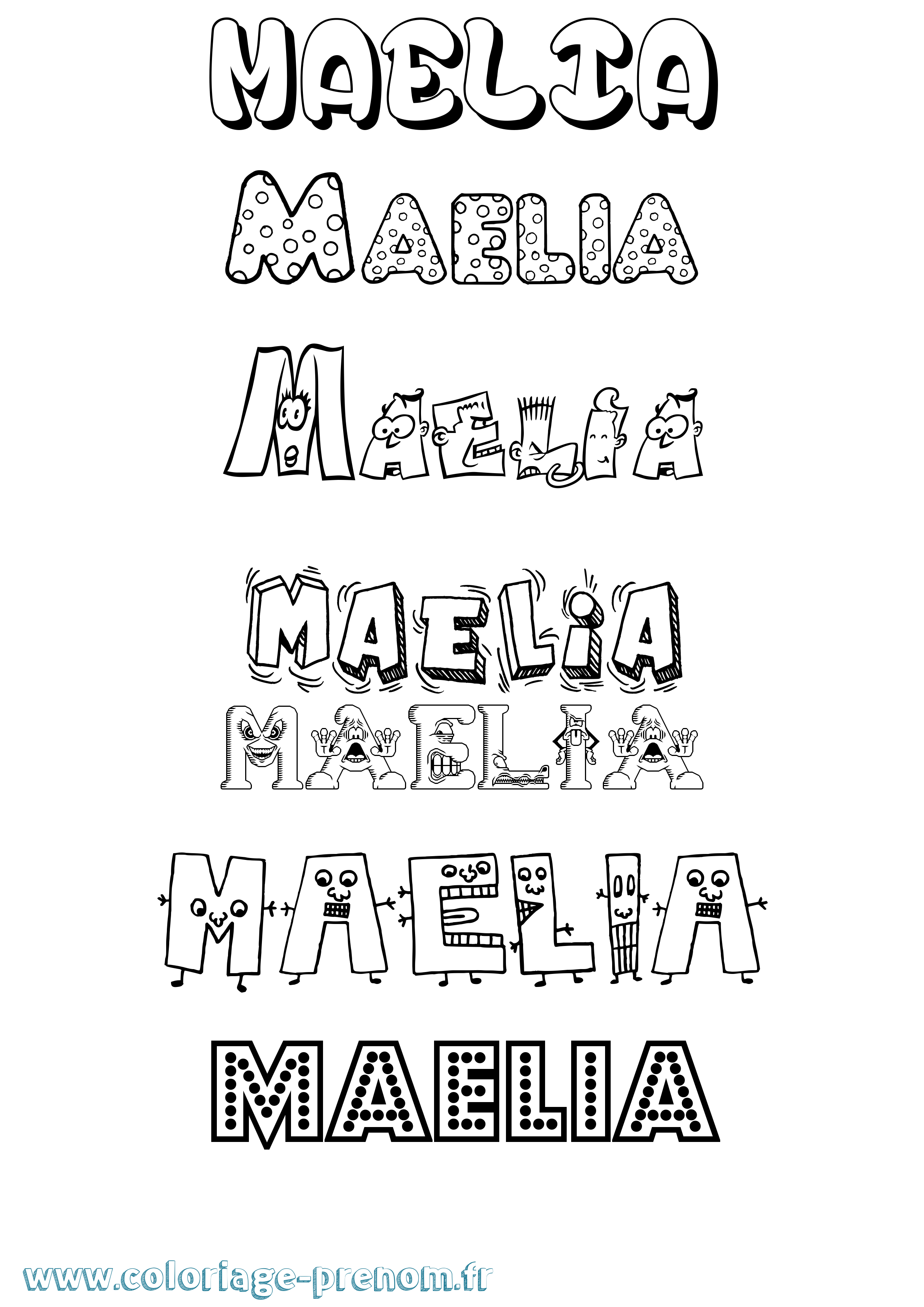 Coloriage prénom Maelia Fun