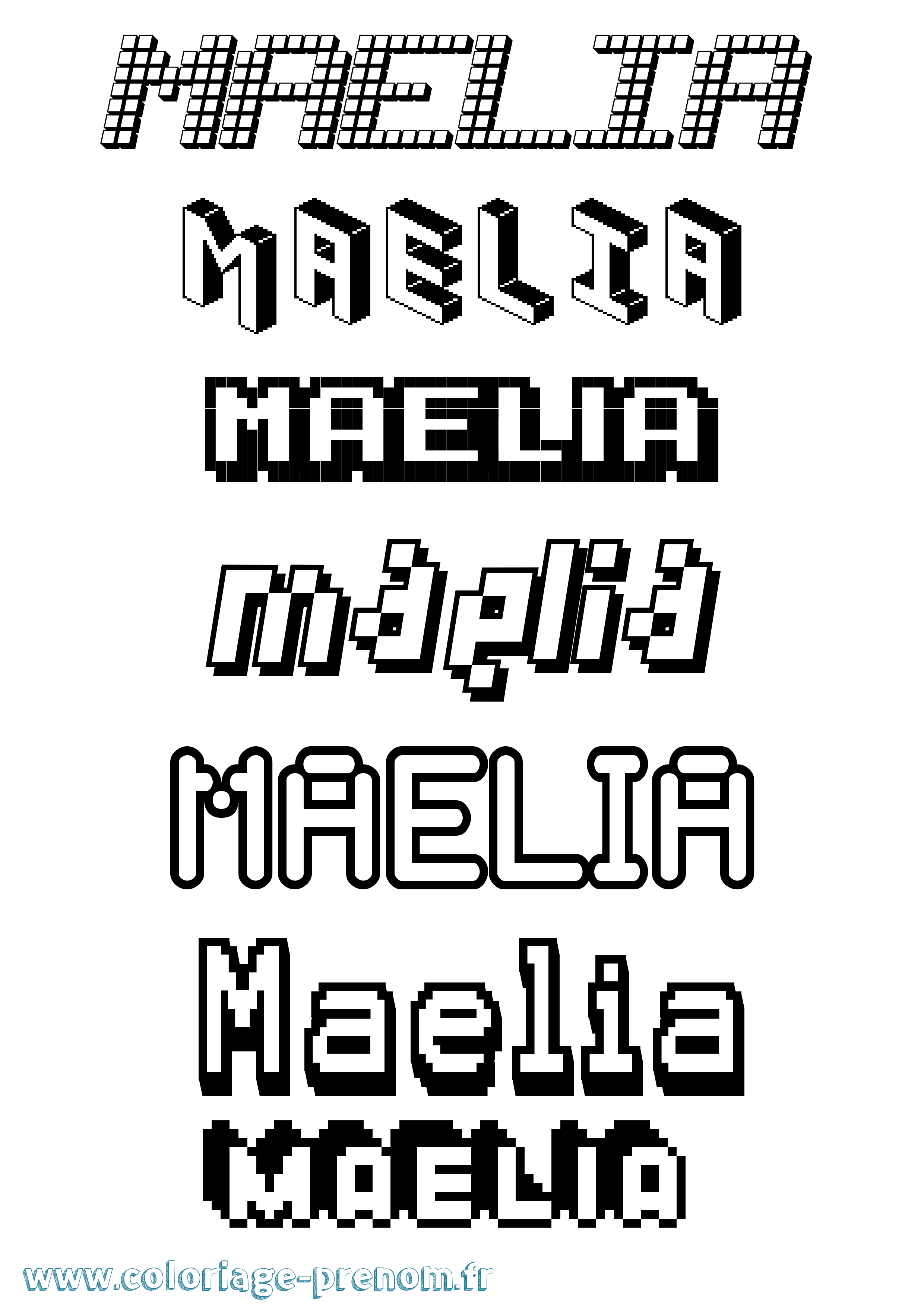 Coloriage prénom Maelia Pixel