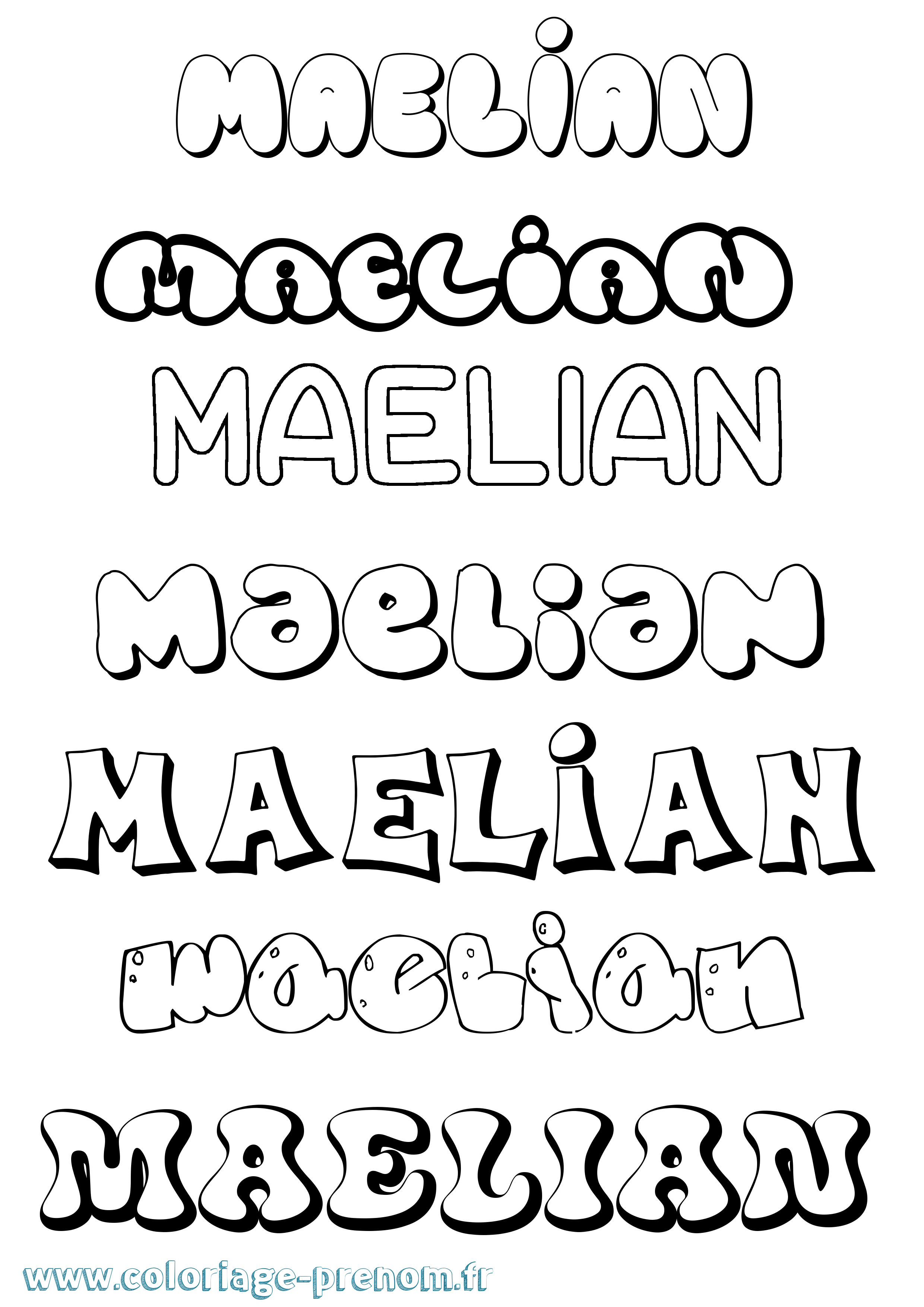Coloriage prénom Maelian Bubble