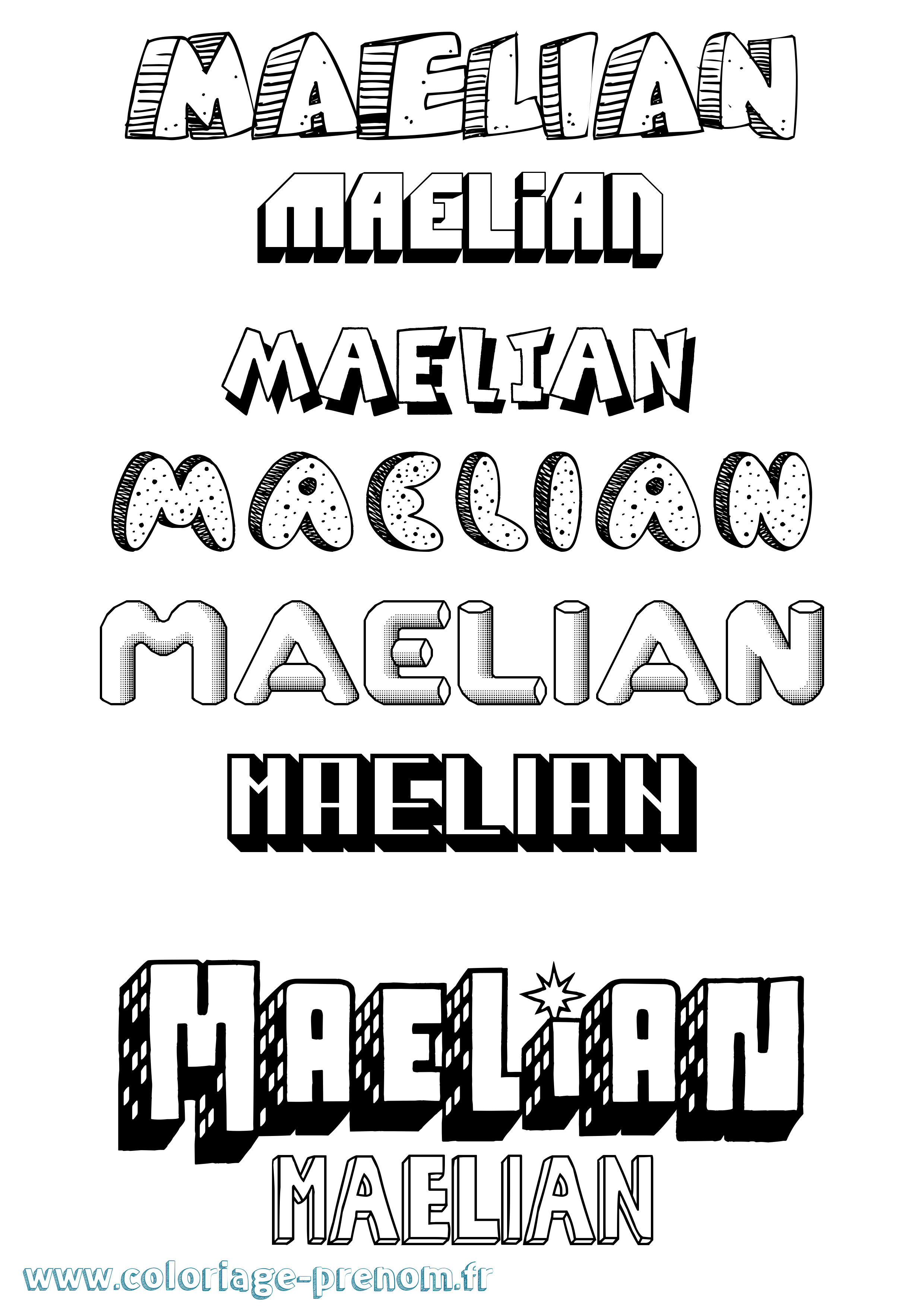 Coloriage prénom Maelian Effet 3D