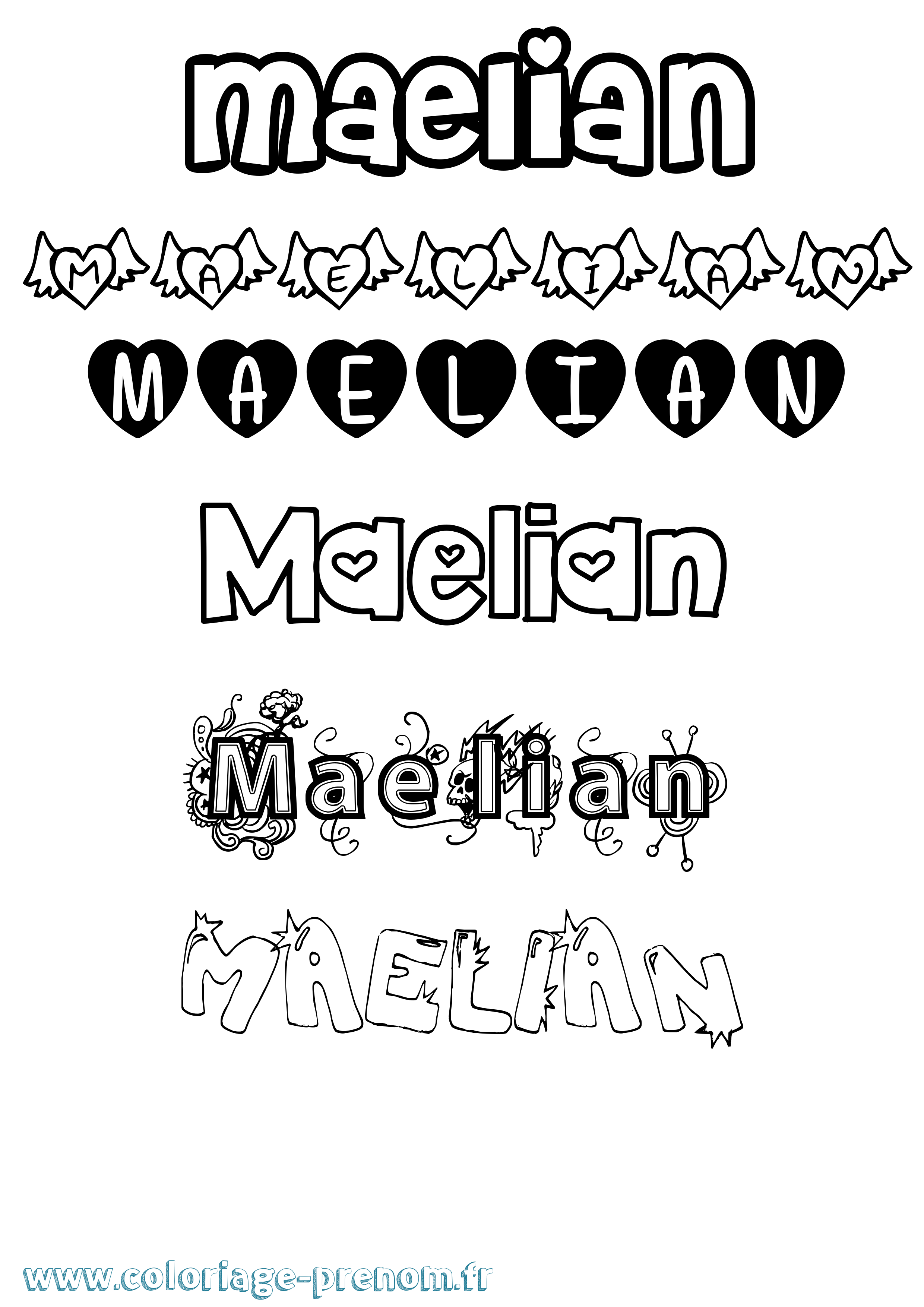 Coloriage prénom Maelian Girly