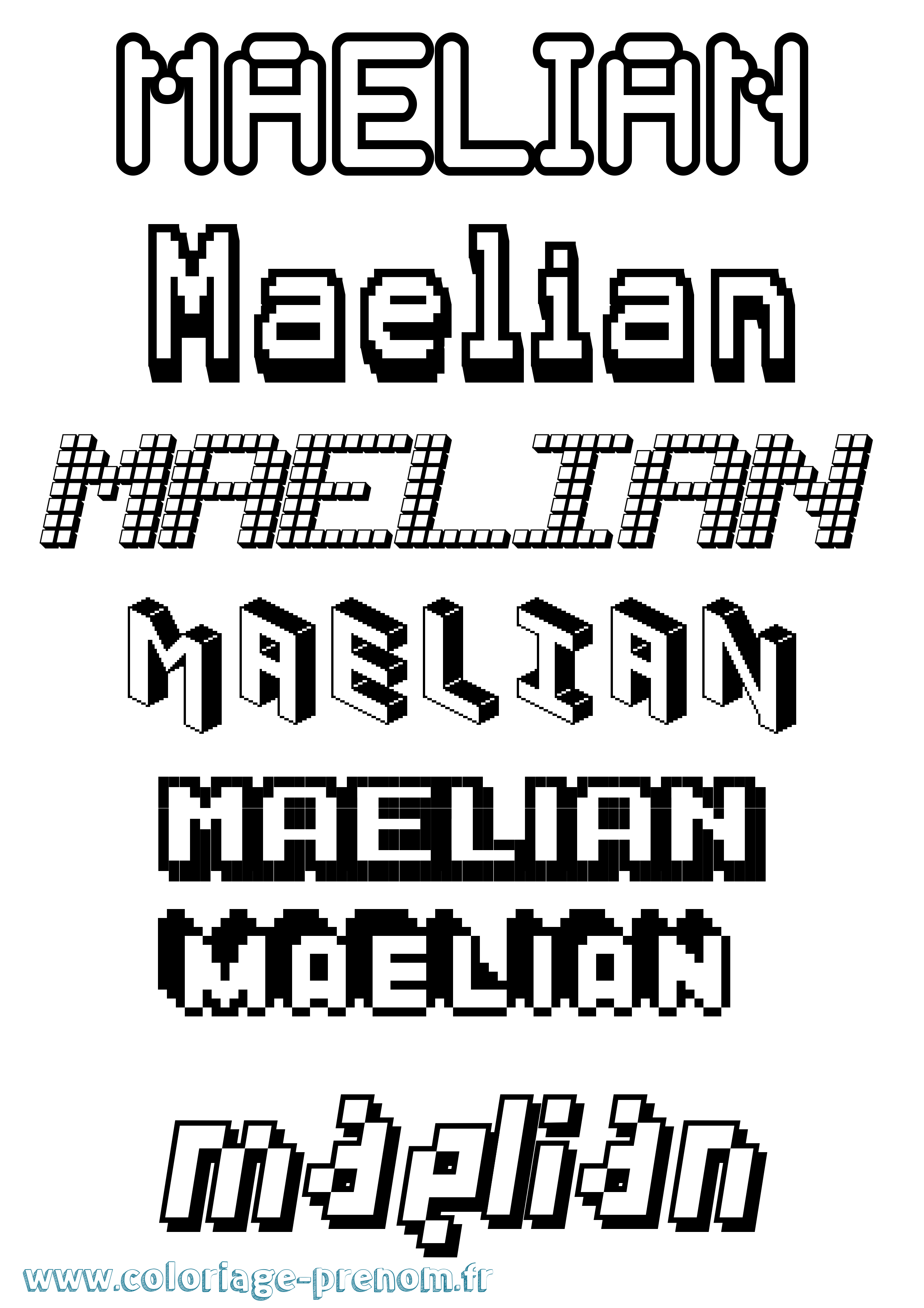 Coloriage prénom Maelian Pixel
