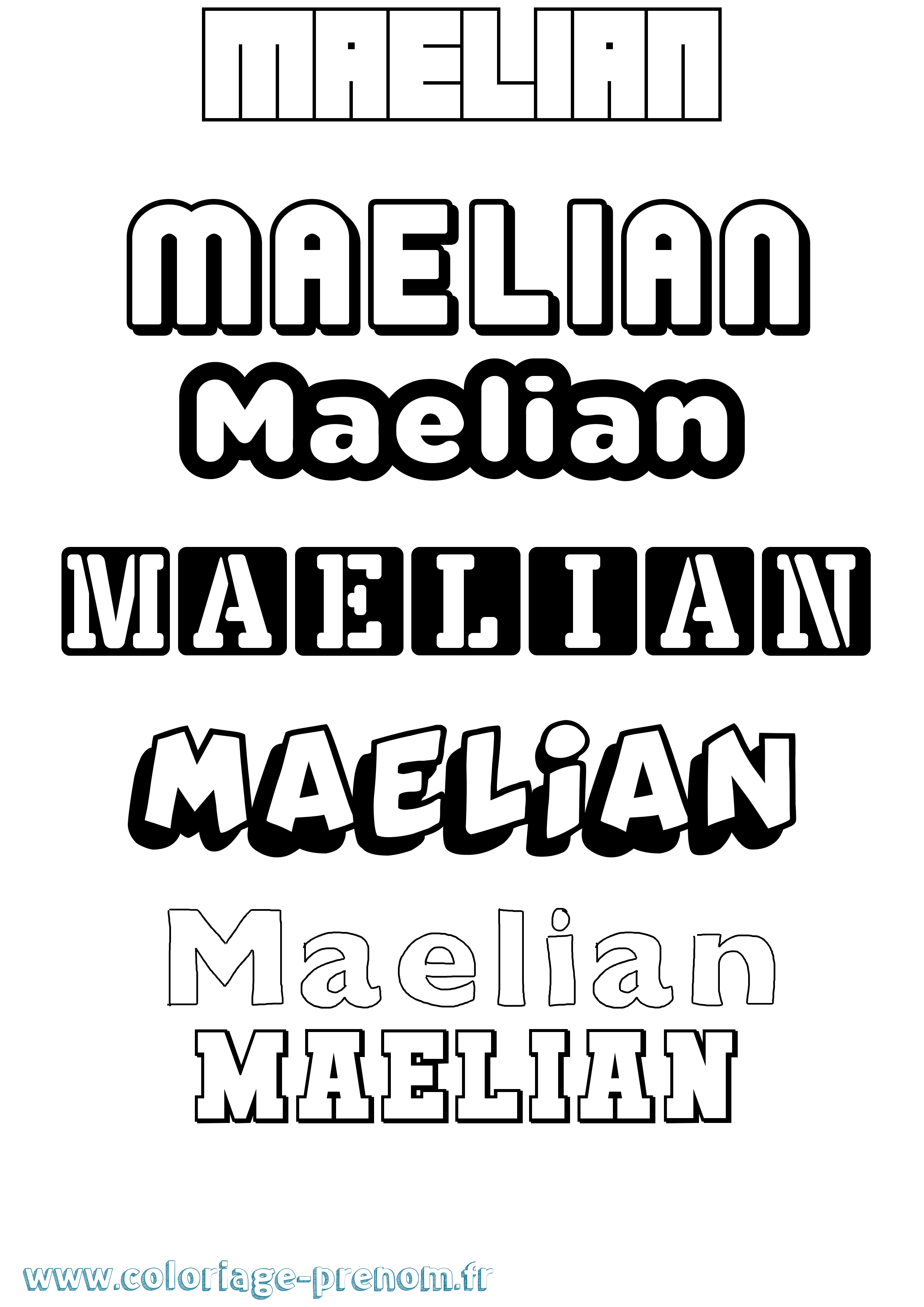 Coloriage prénom Maelian Simple
