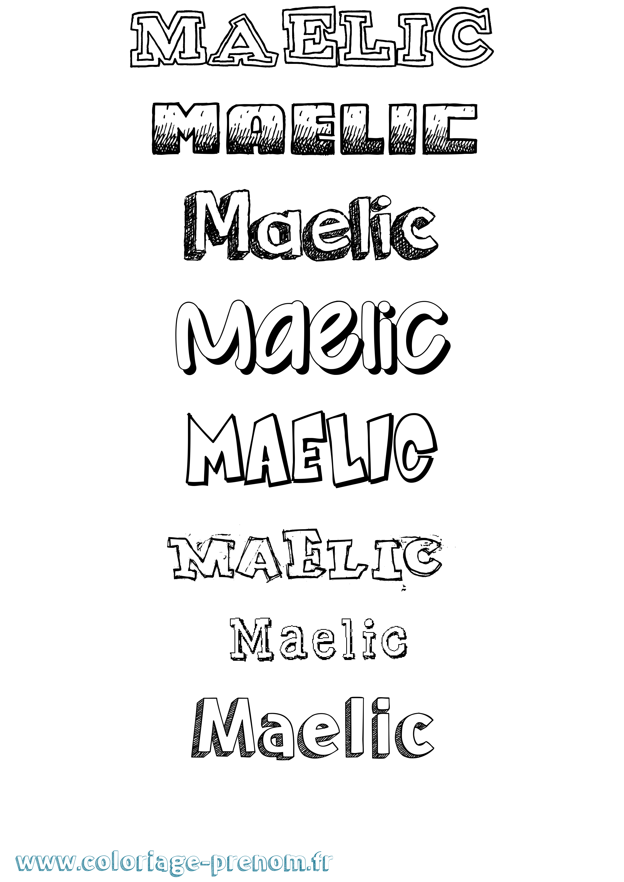 Coloriage prénom Maelic Dessiné