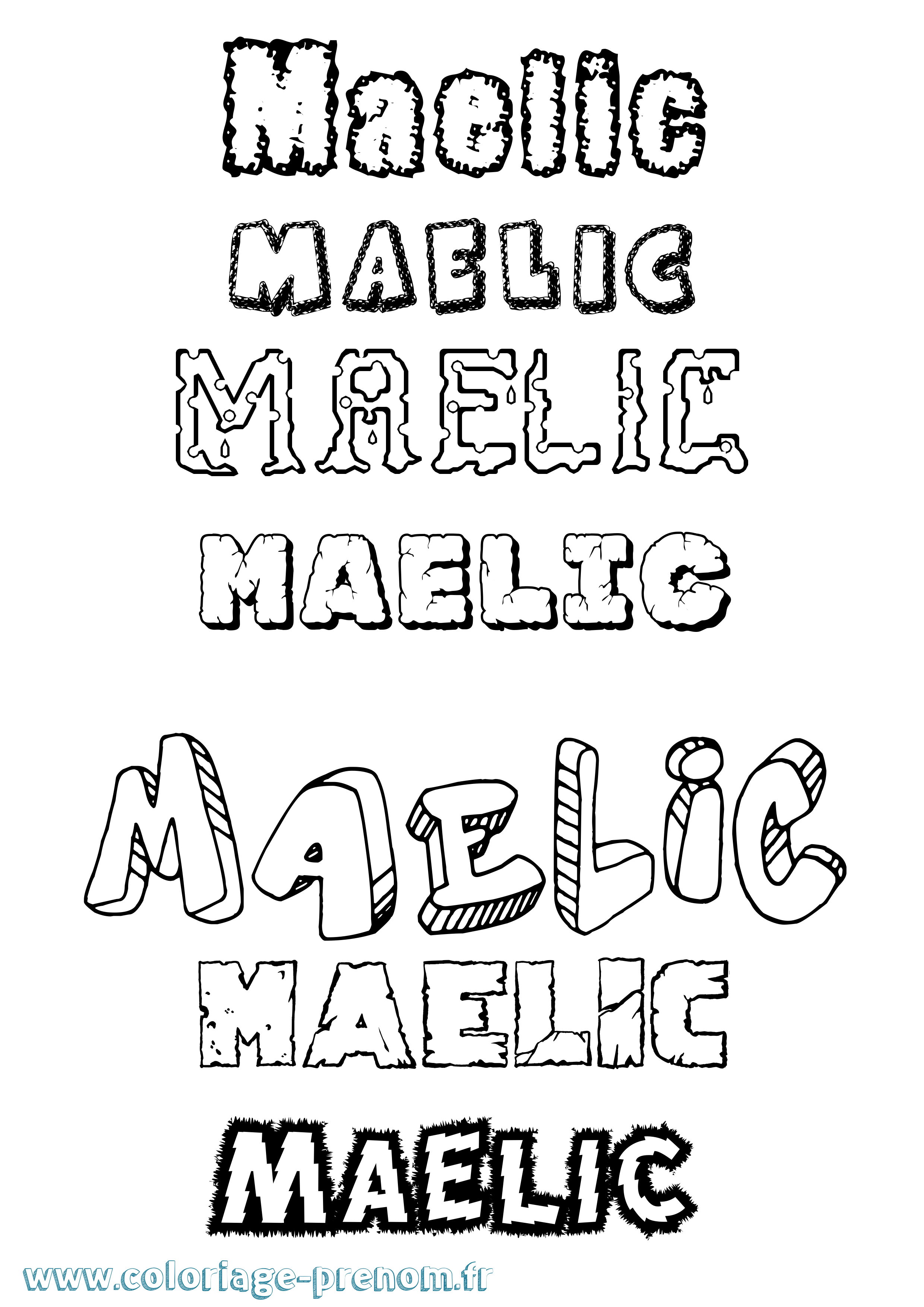 Coloriage prénom Maelic Destructuré