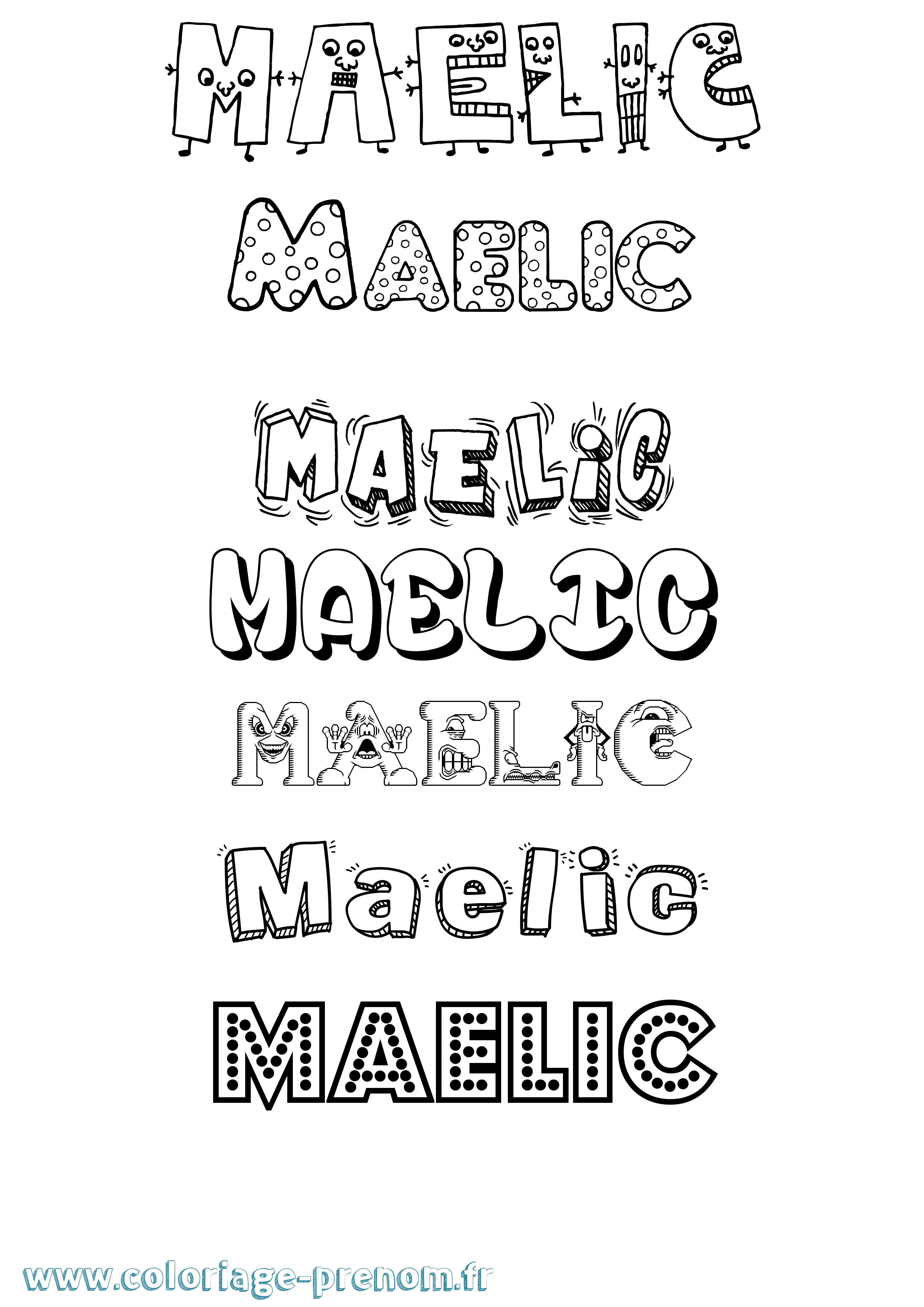 Coloriage prénom Maelic Fun