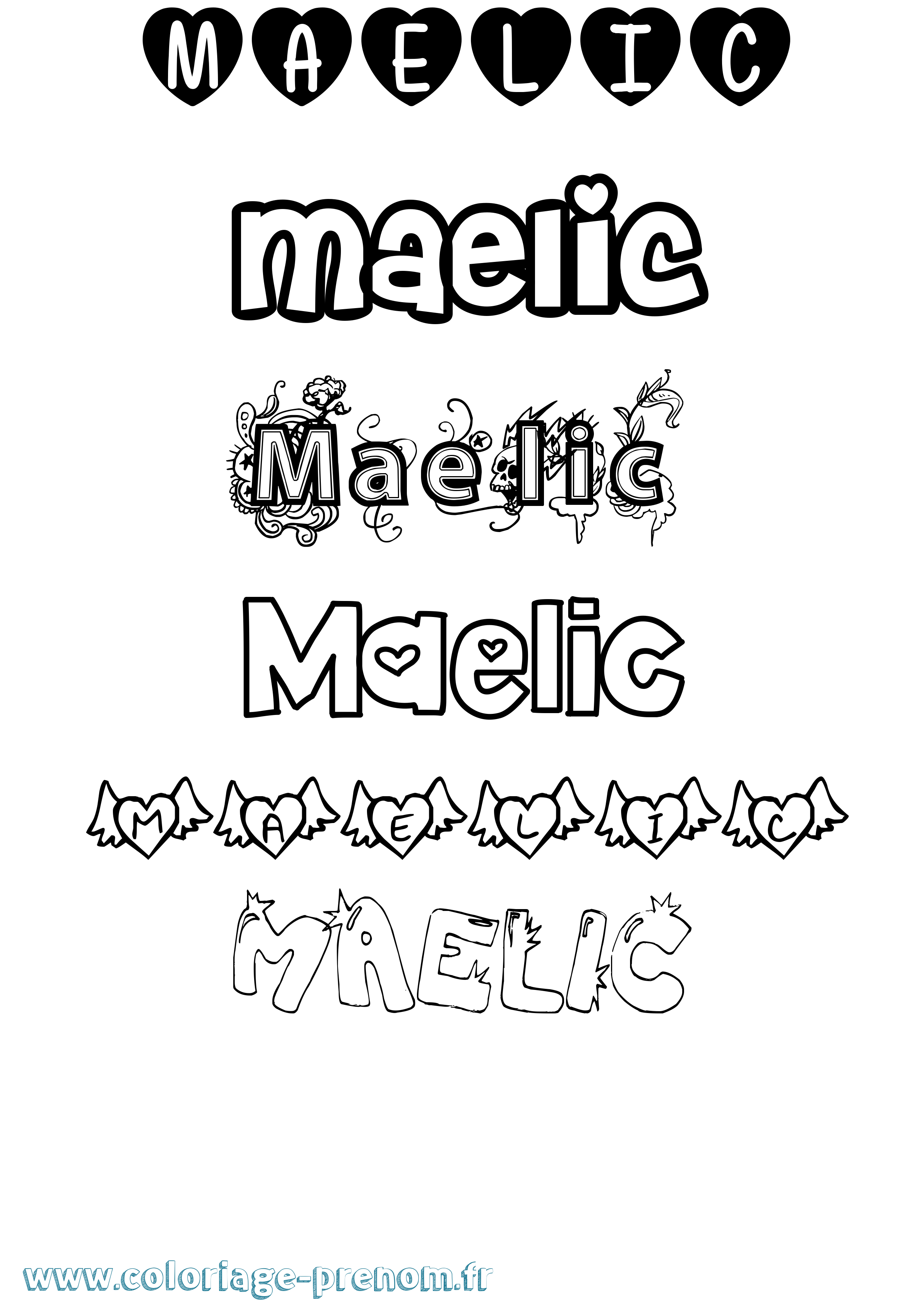 Coloriage prénom Maelic Girly