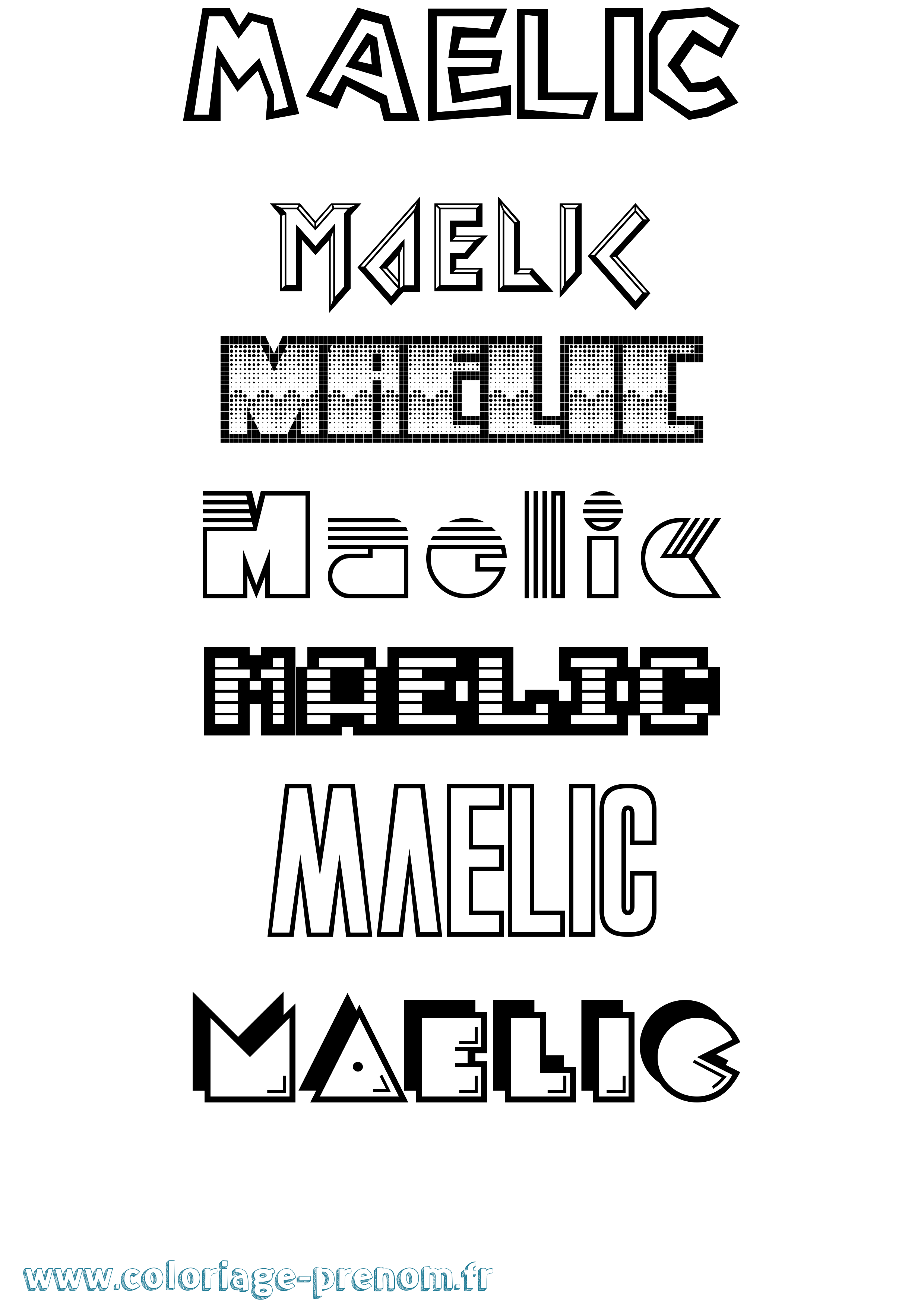 Coloriage prénom Maelic Jeux Vidéos