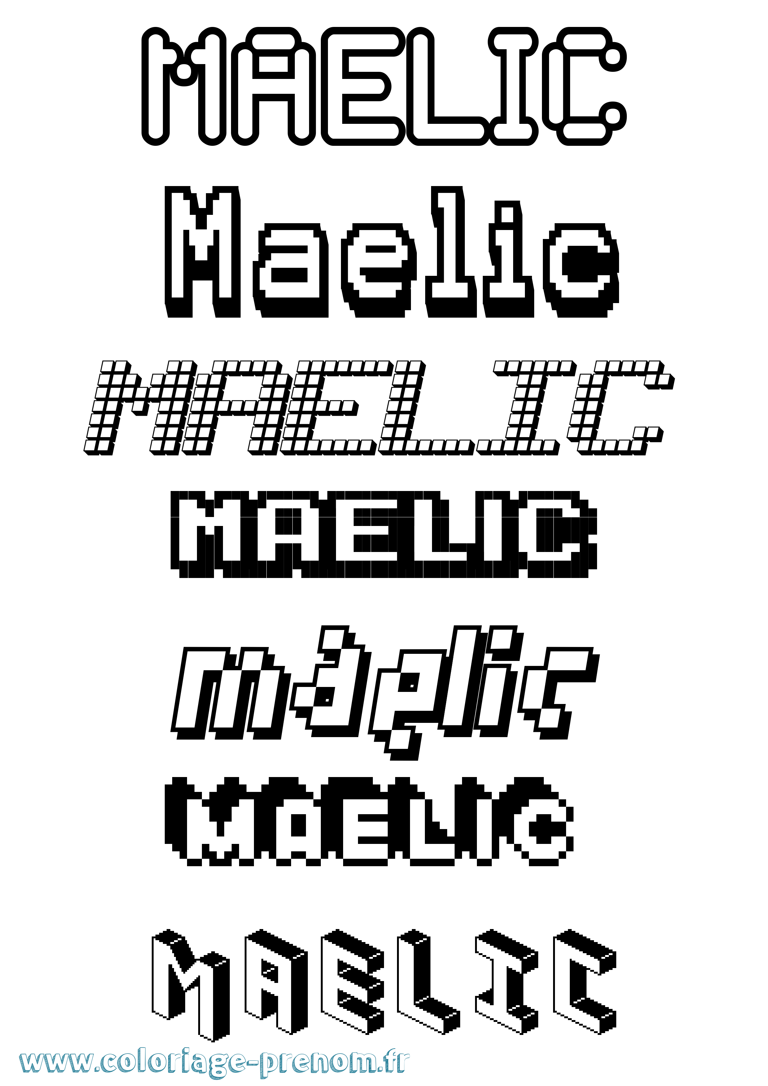 Coloriage prénom Maelic Pixel