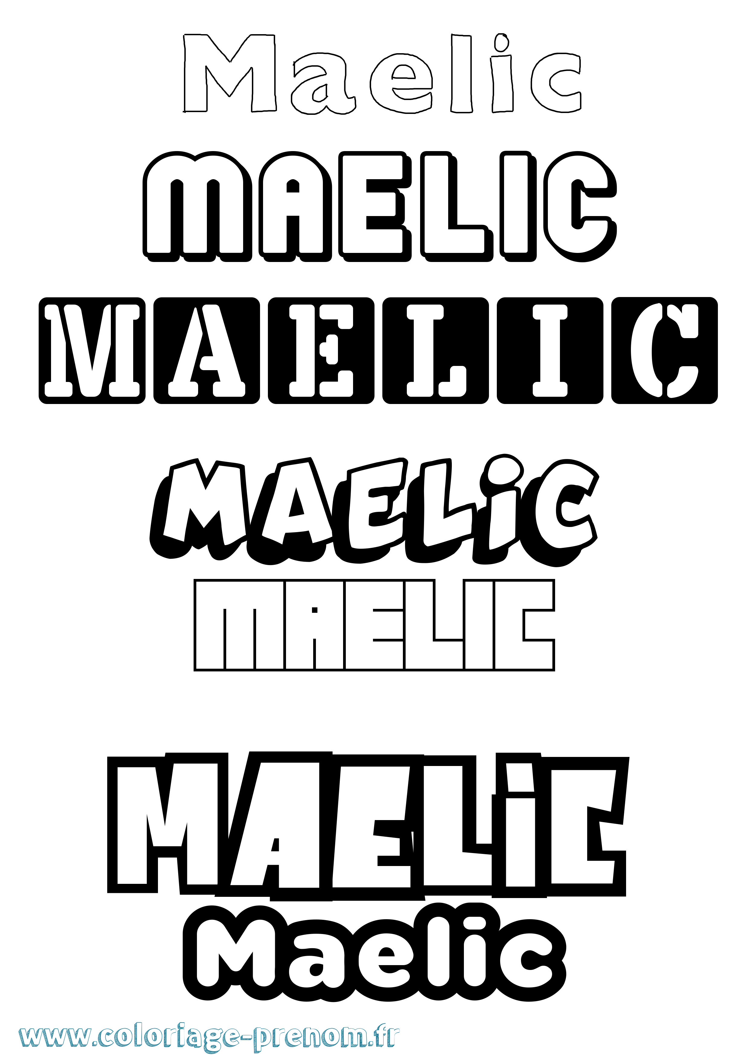 Coloriage prénom Maelic Simple