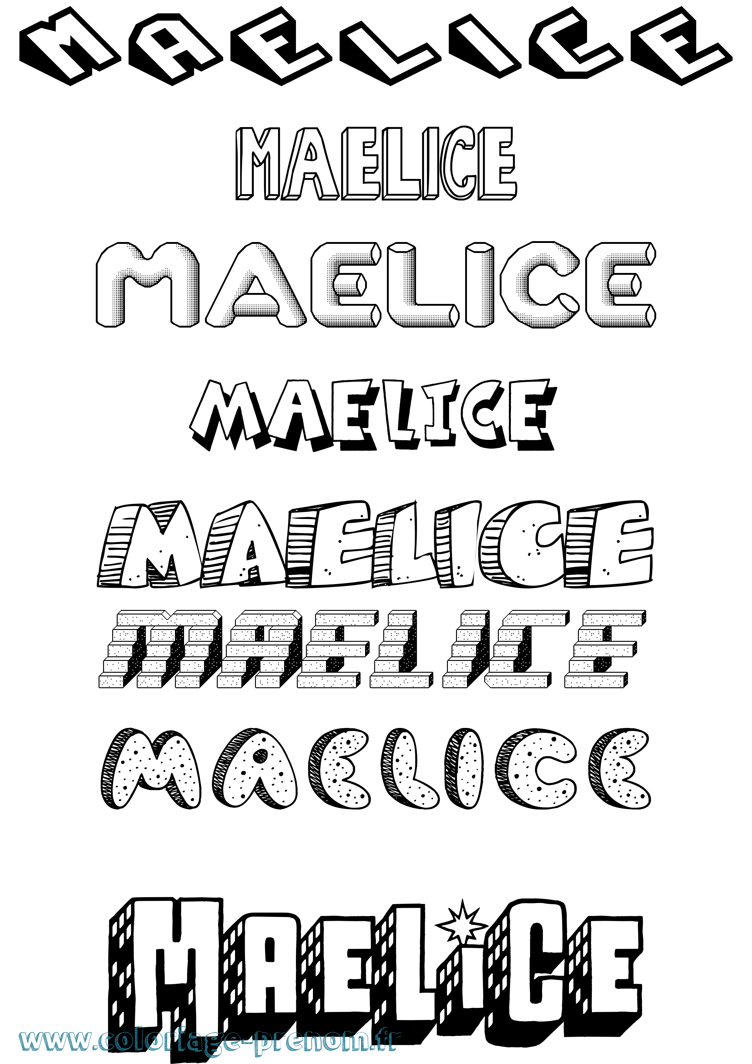 Coloriage prénom Maelice Effet 3D