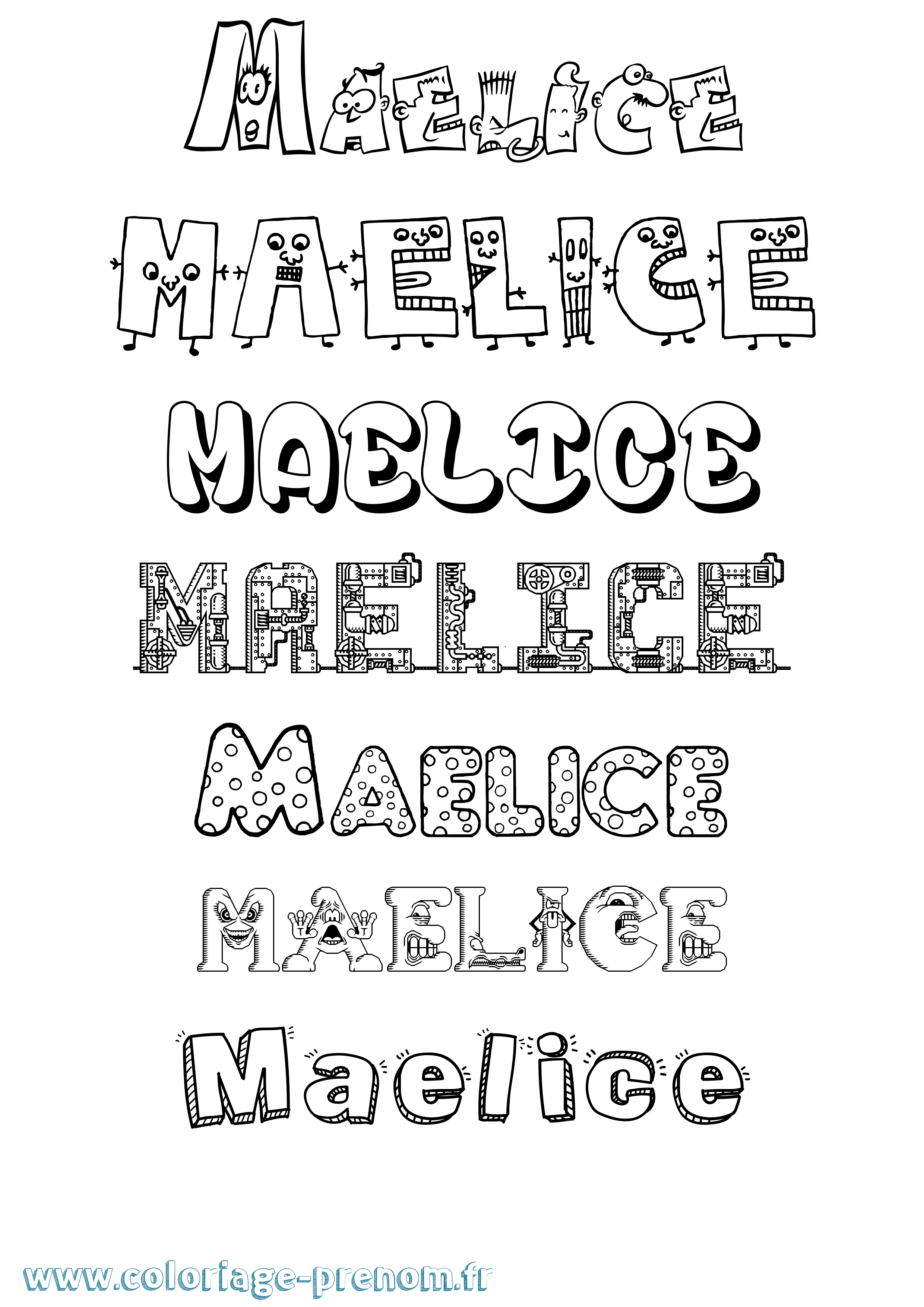 Coloriage prénom Maelice Fun