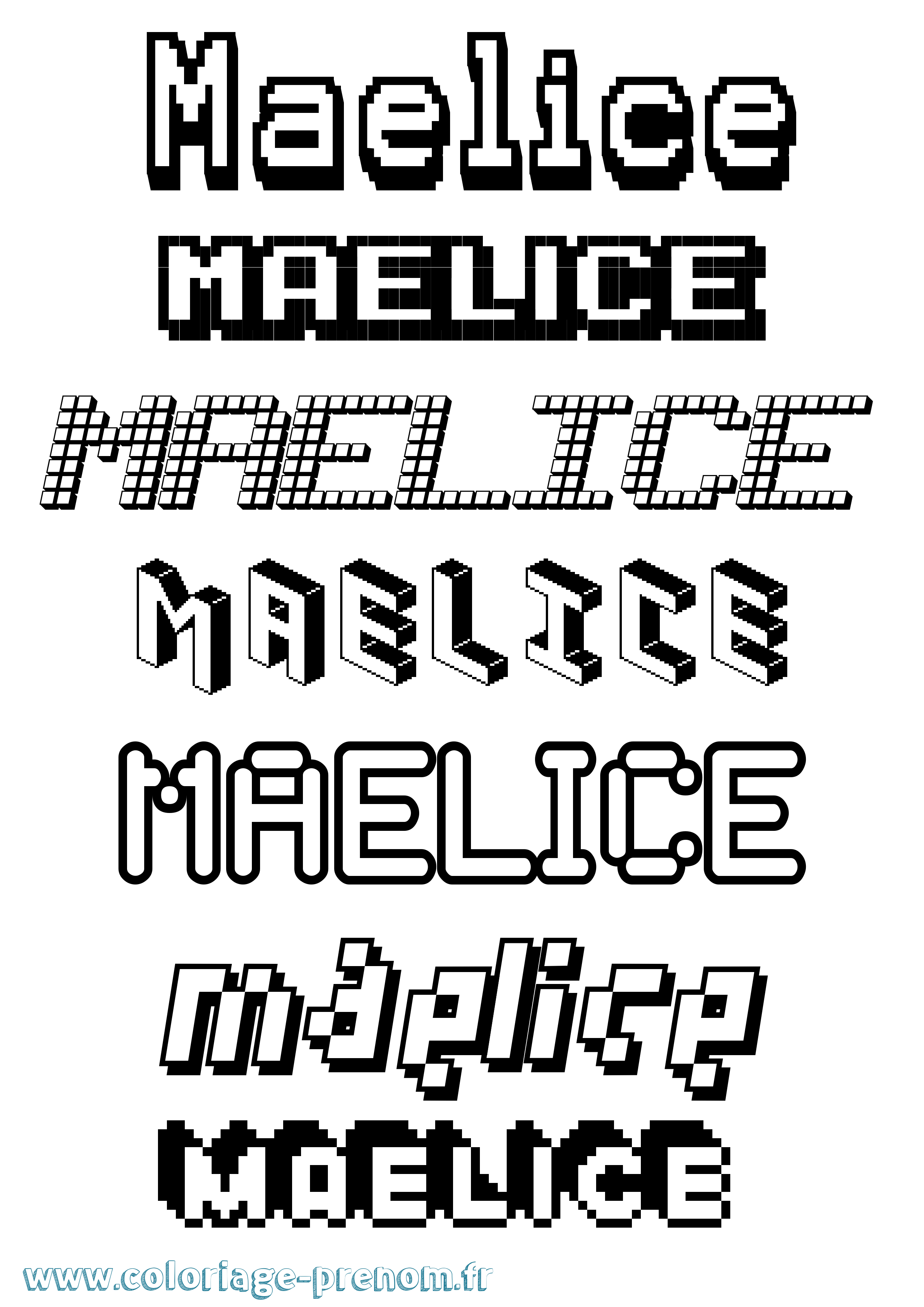 Coloriage prénom Maelice Pixel