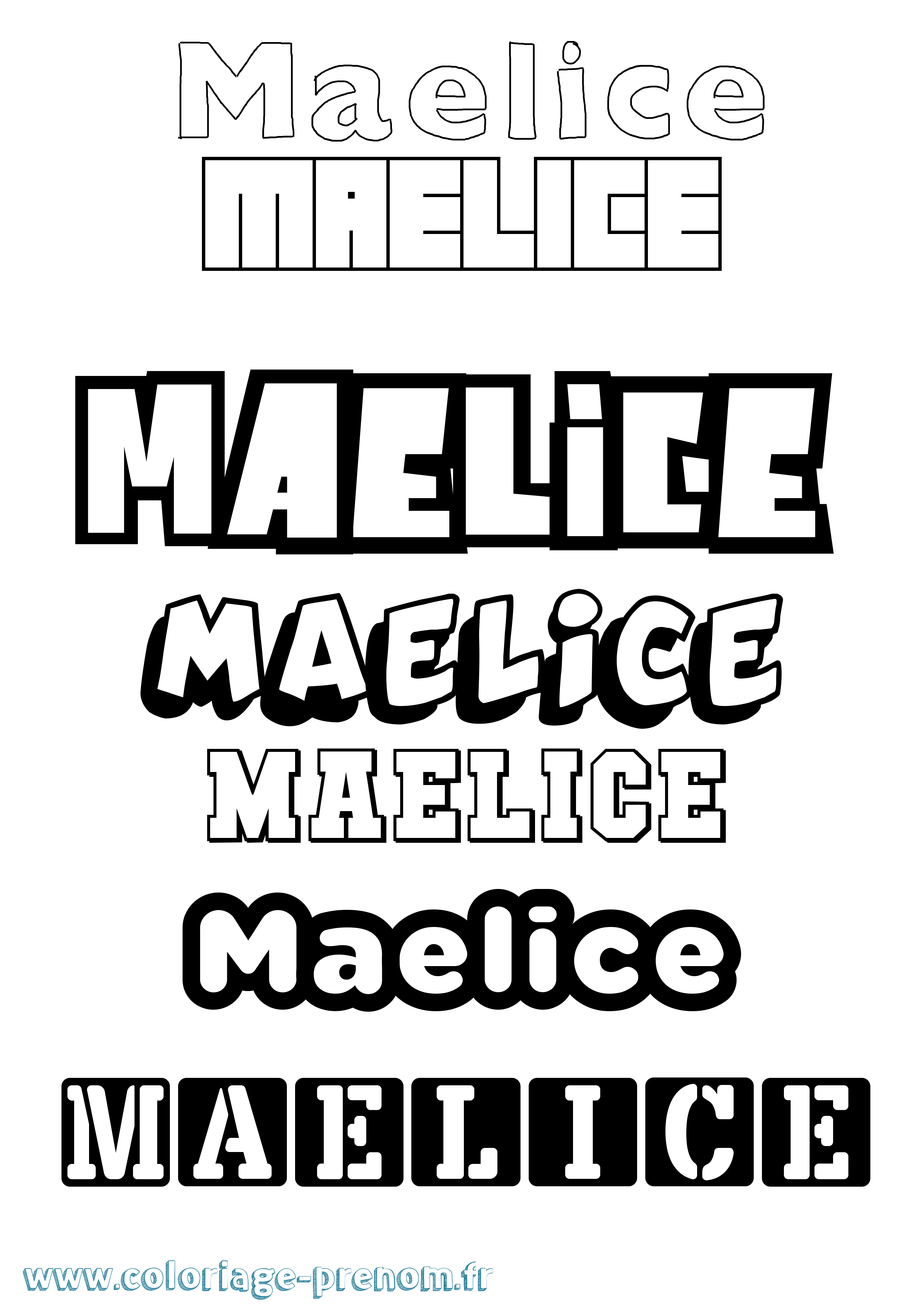 Coloriage prénom Maelice Simple