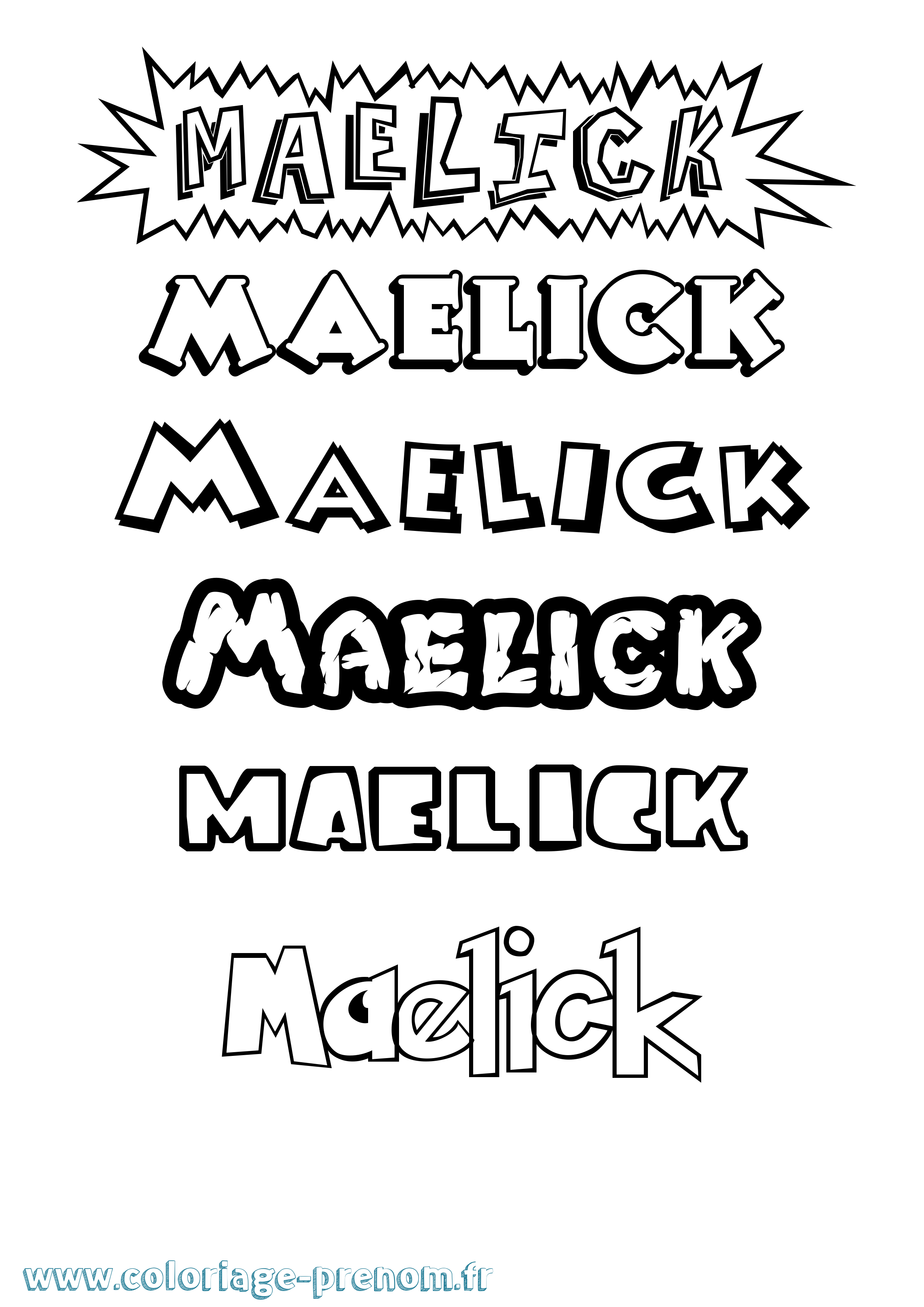 Coloriage prénom Maelick Dessin Animé