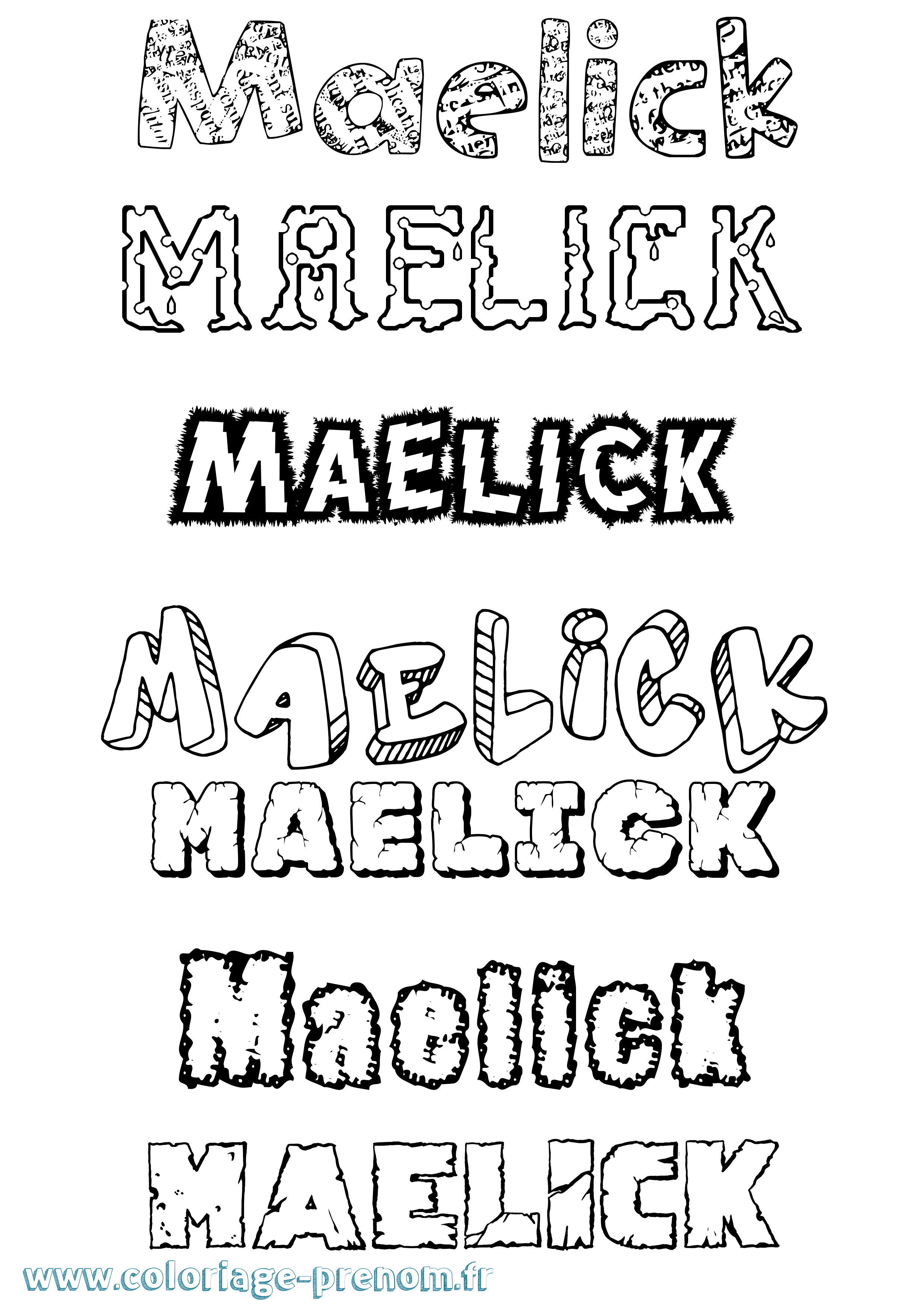 Coloriage prénom Maelick Destructuré