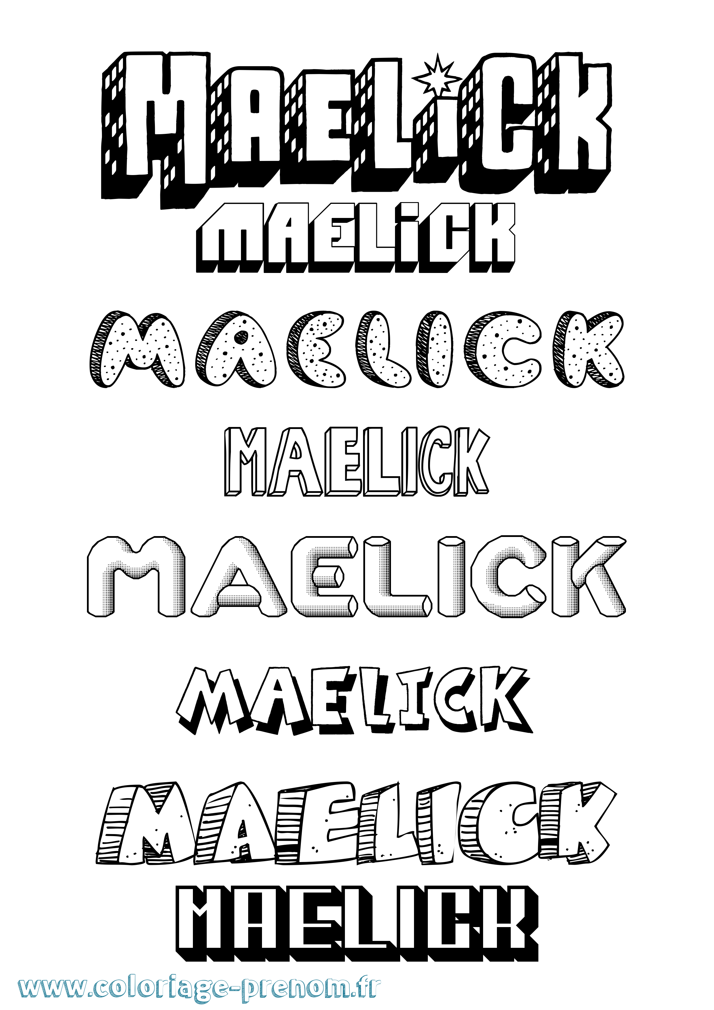 Coloriage prénom Maelick Effet 3D