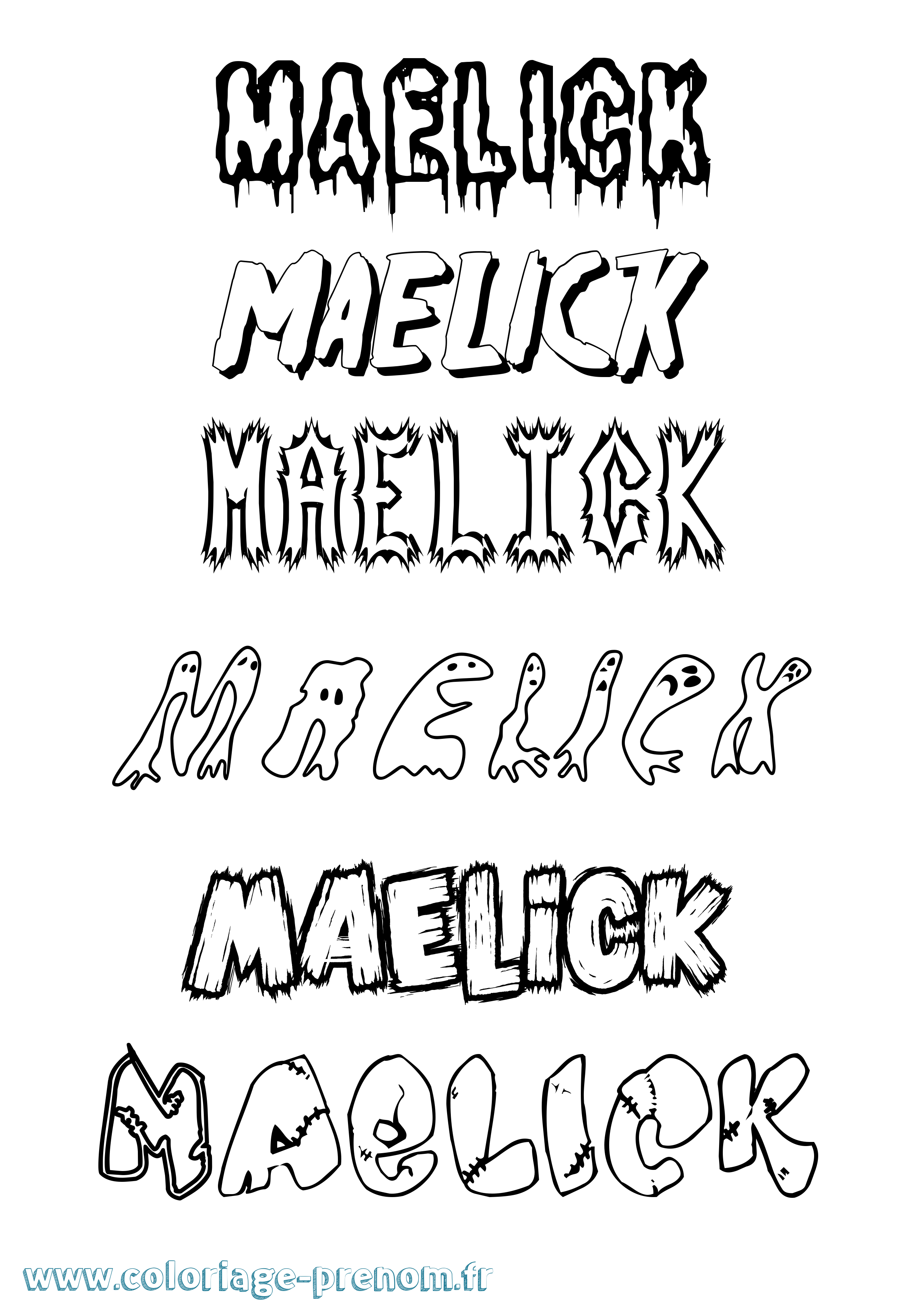 Coloriage prénom Maelick Frisson