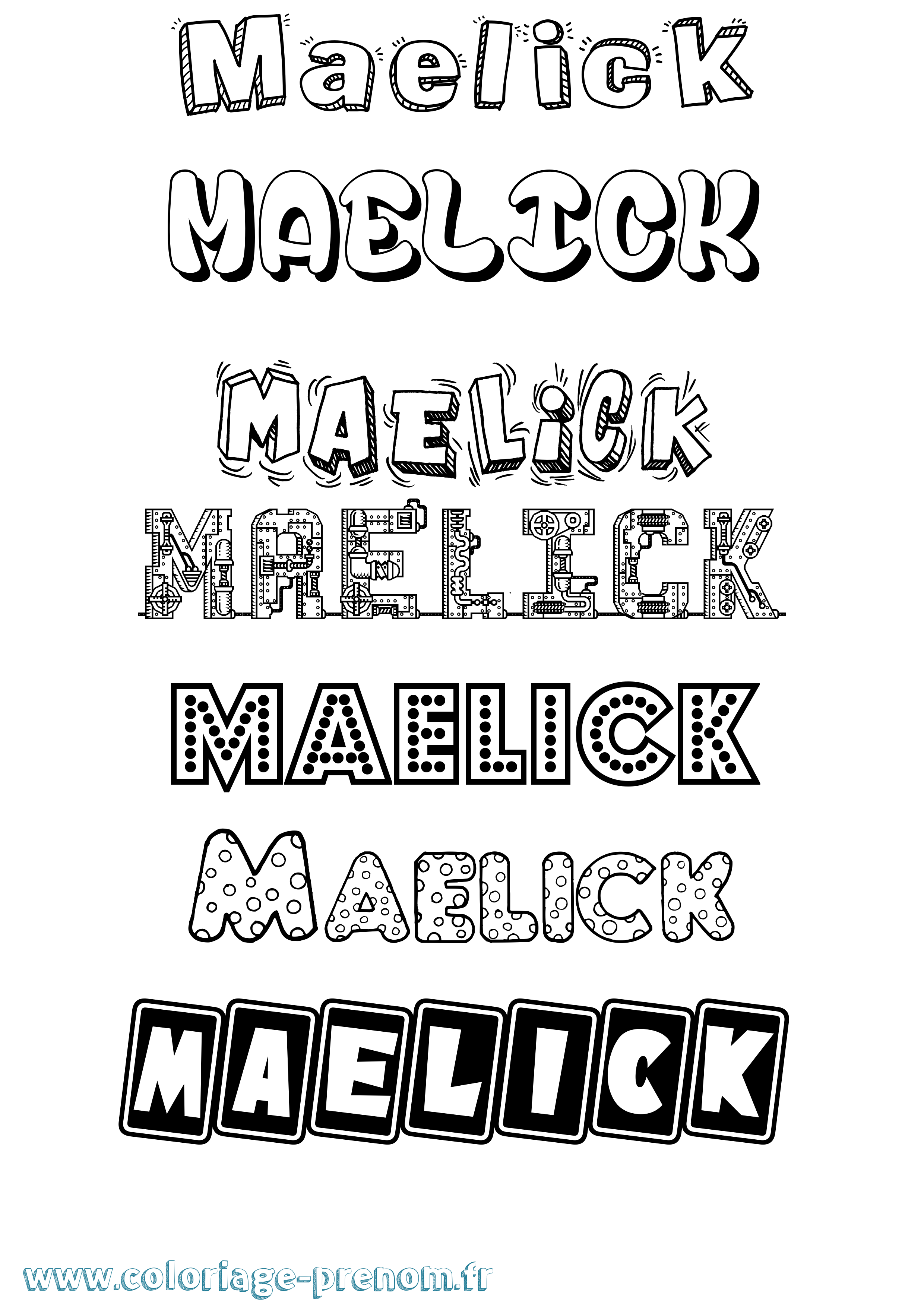 Coloriage prénom Maelick Fun