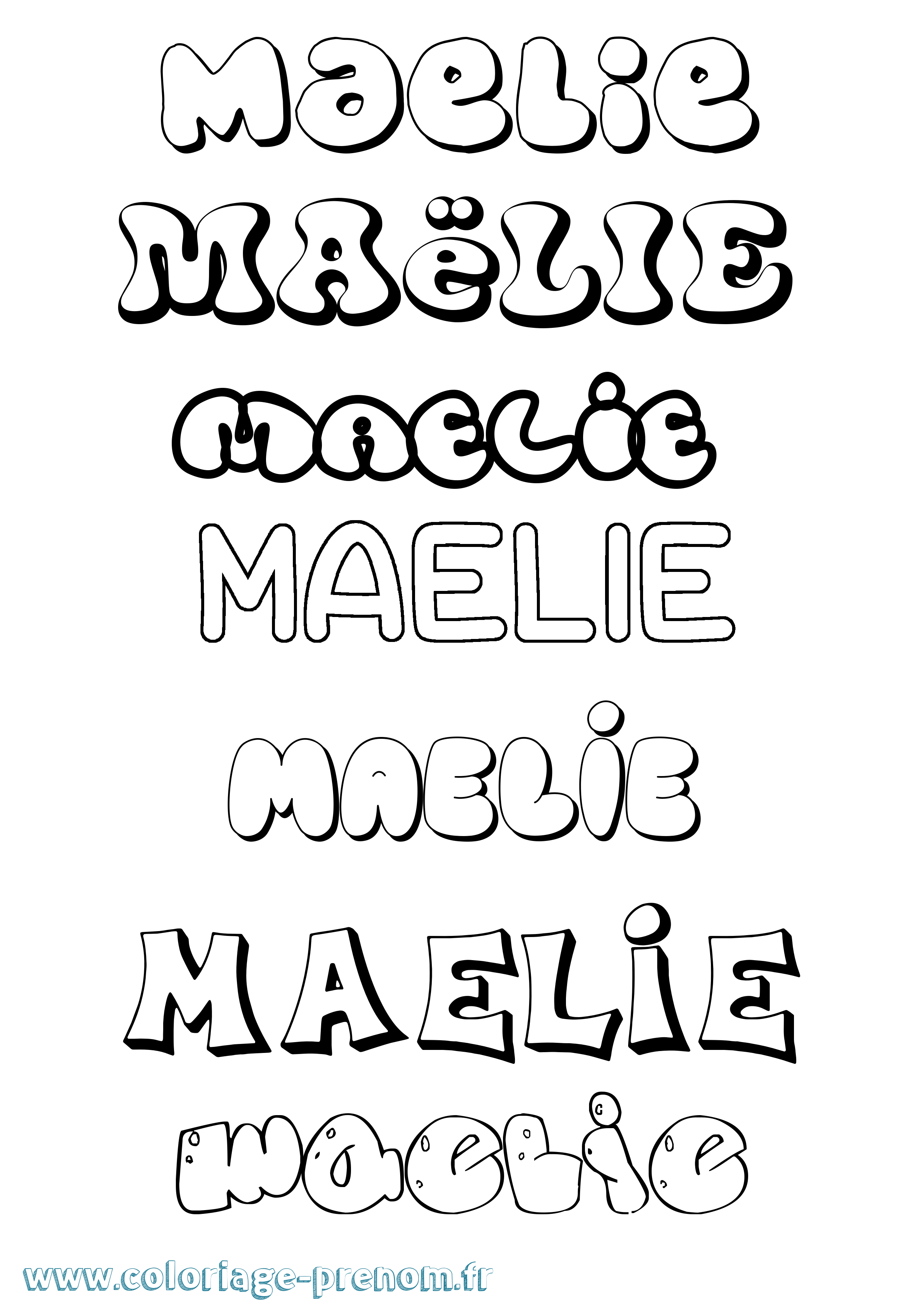 Coloriage prénom Maëlie Bubble