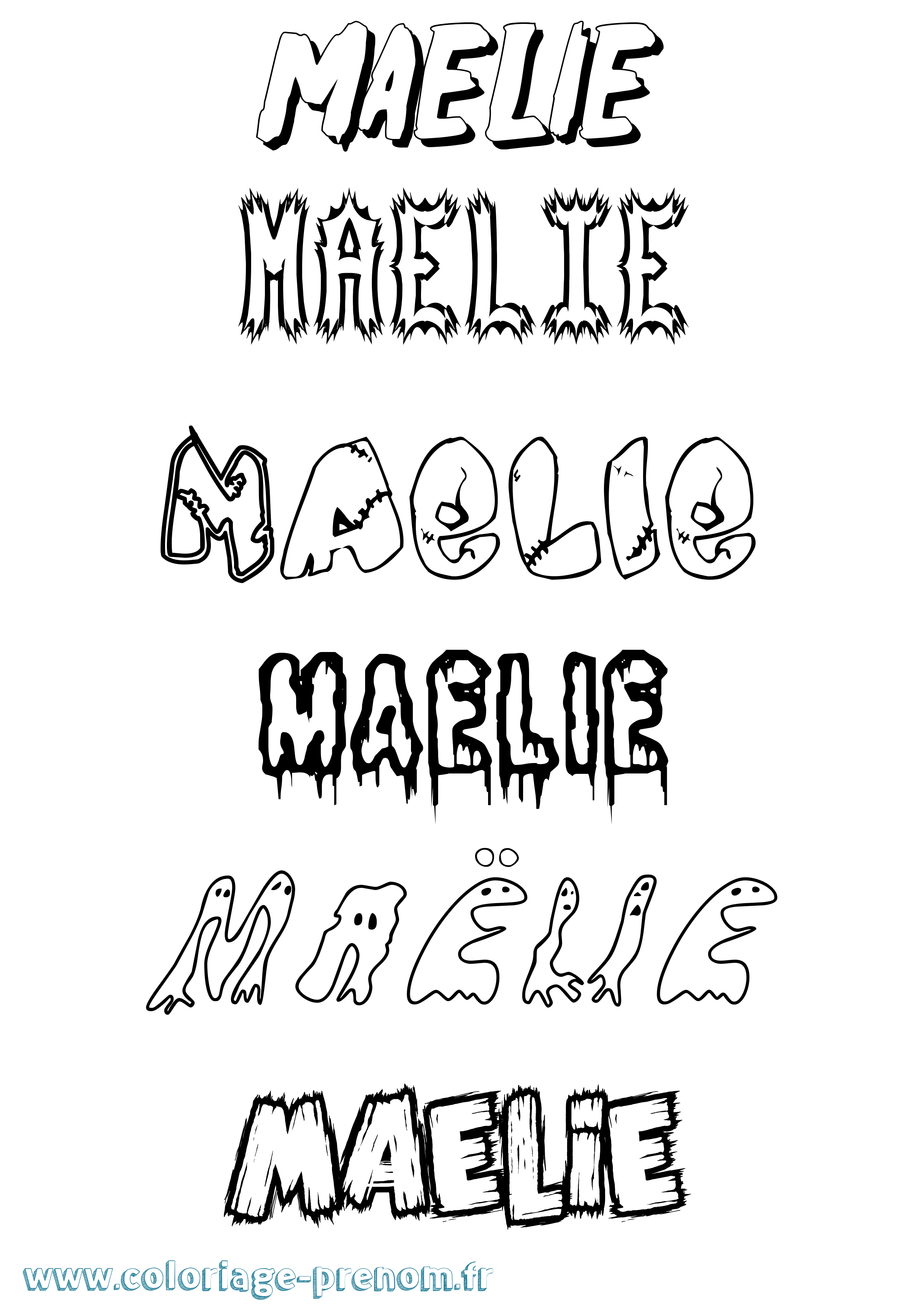 Coloriage prénom Maëlie Frisson