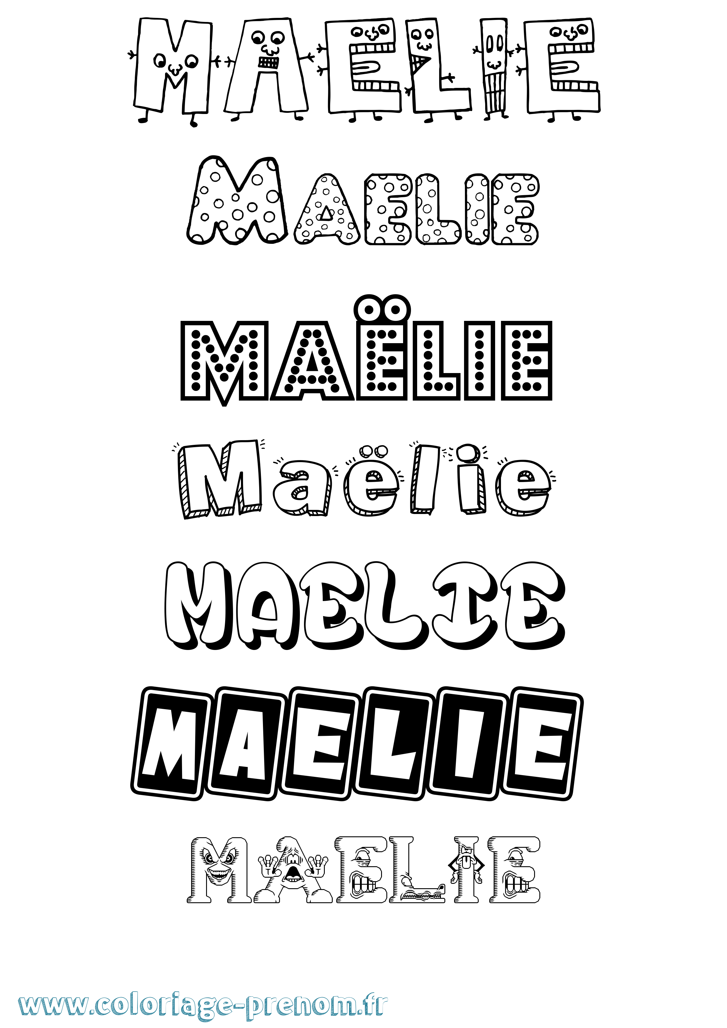 Coloriage prénom Maëlie Fun