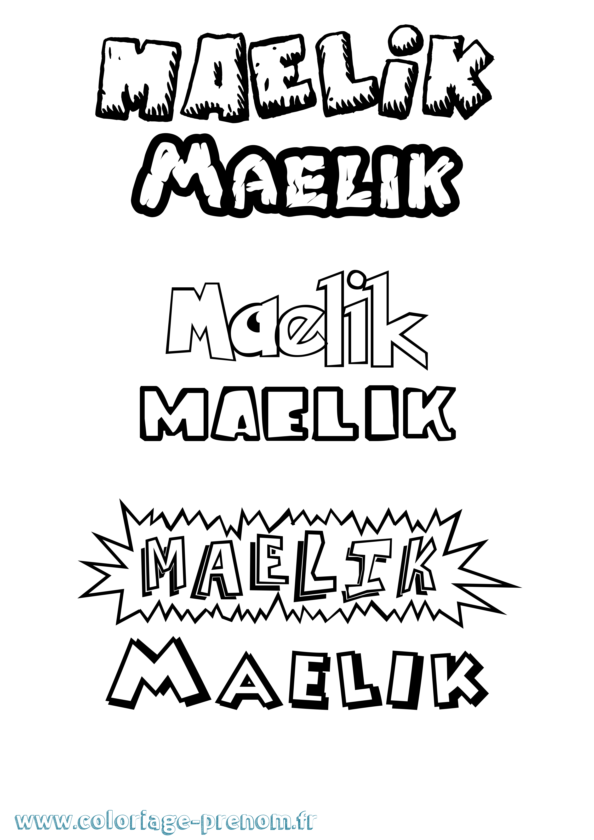 Coloriage Maelik Dessin Animé Coloriage prénom Maelik Dessin Animé