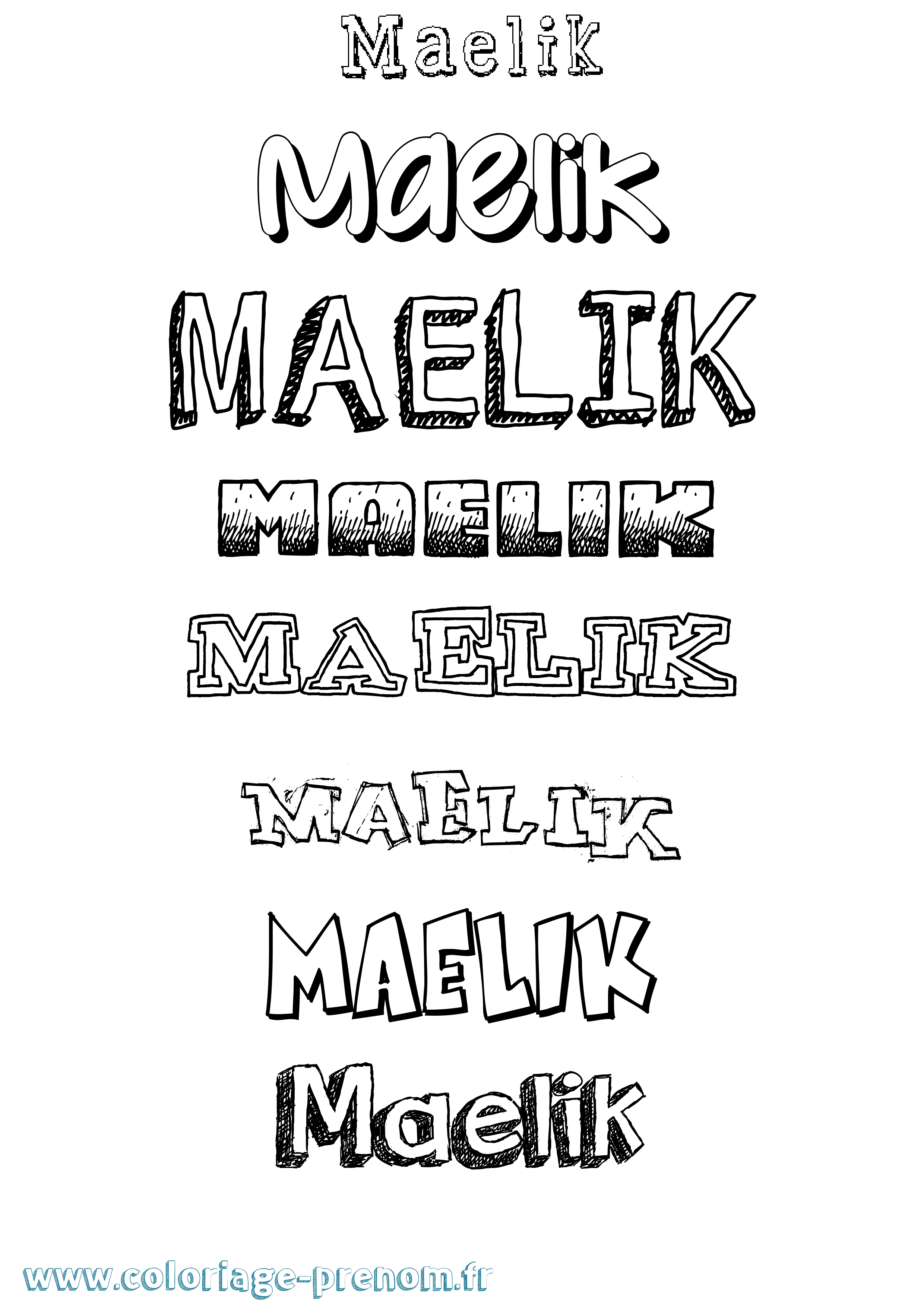 Coloriage Maelik Dessiné Coloriage prénom Maelik Dessiné