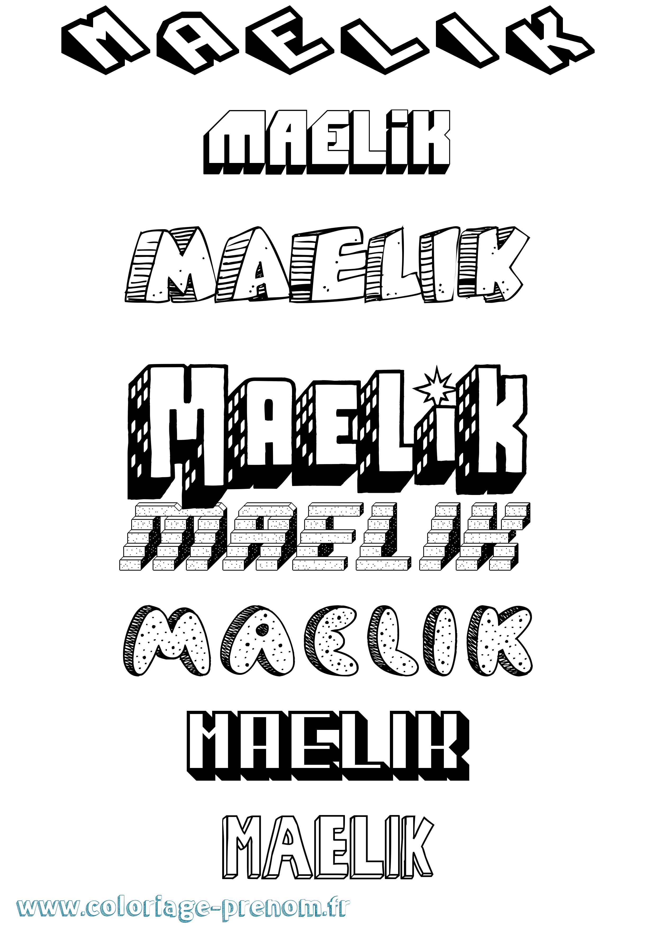 Coloriage Maelik Effet 3D Coloriage prénom Maelik Effet 3D