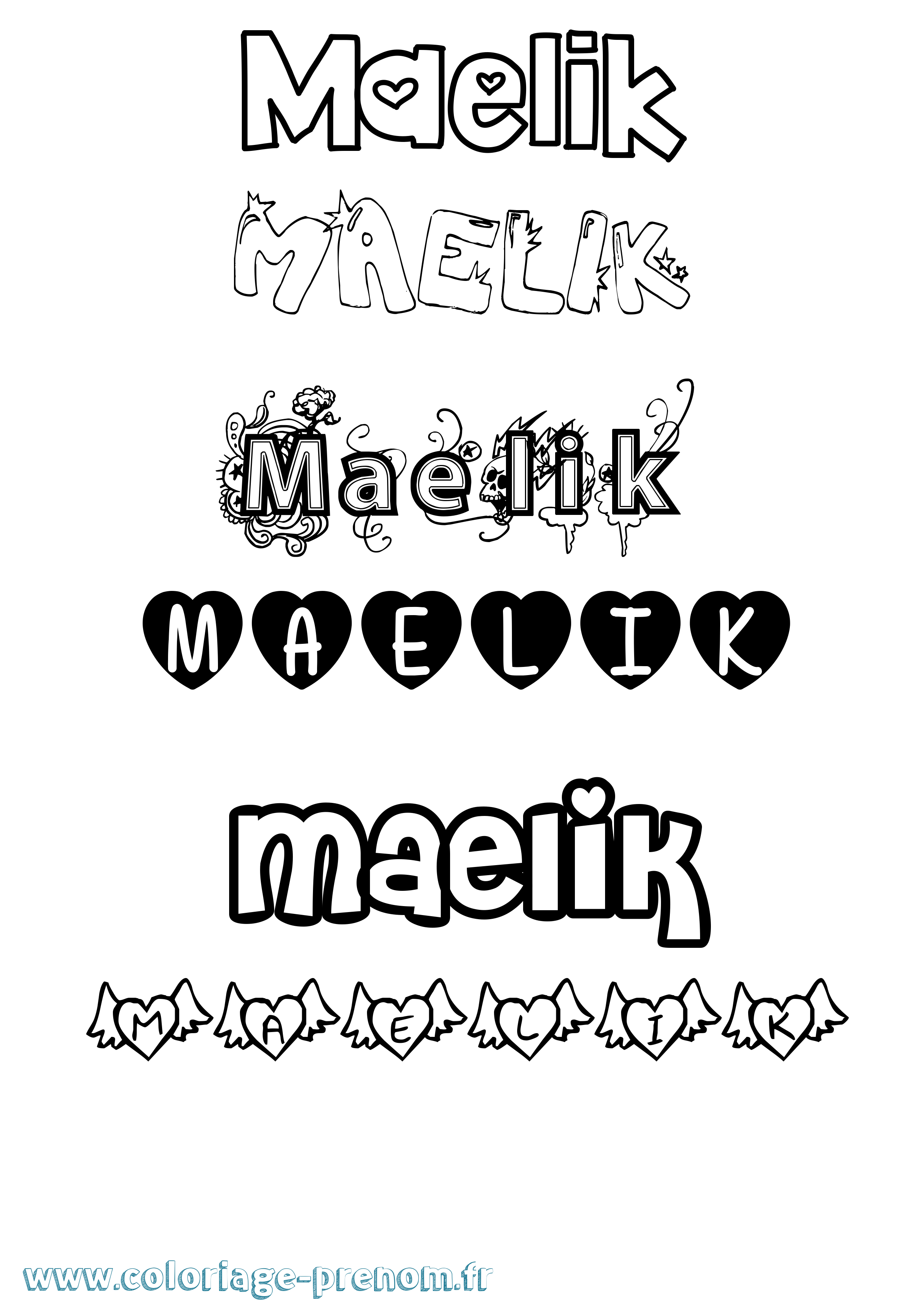 Coloriage Maelik Girly Coloriage prénom Maelik Girly