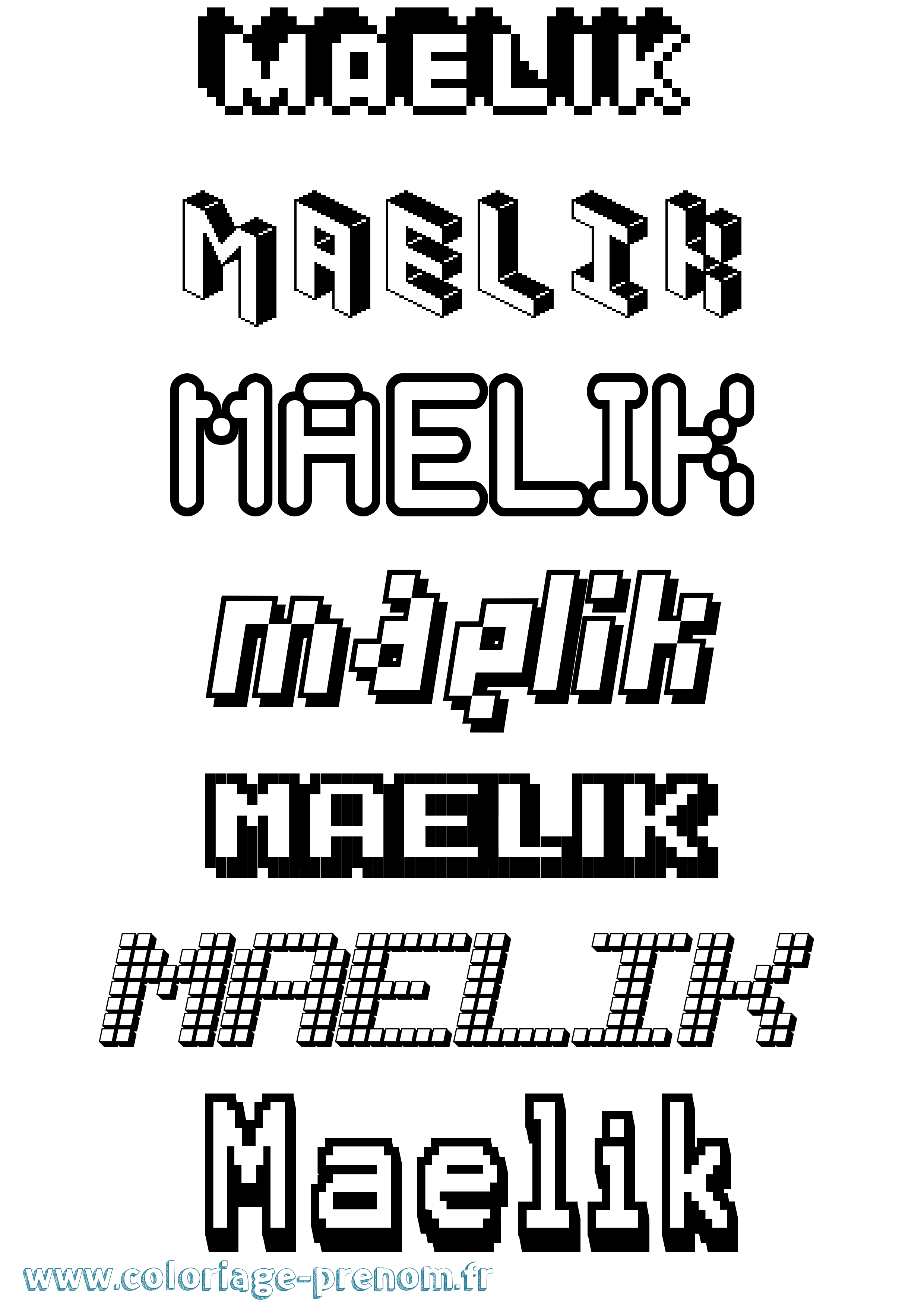 Coloriage Maelik Pixel Coloriage prénom Maelik Pixel