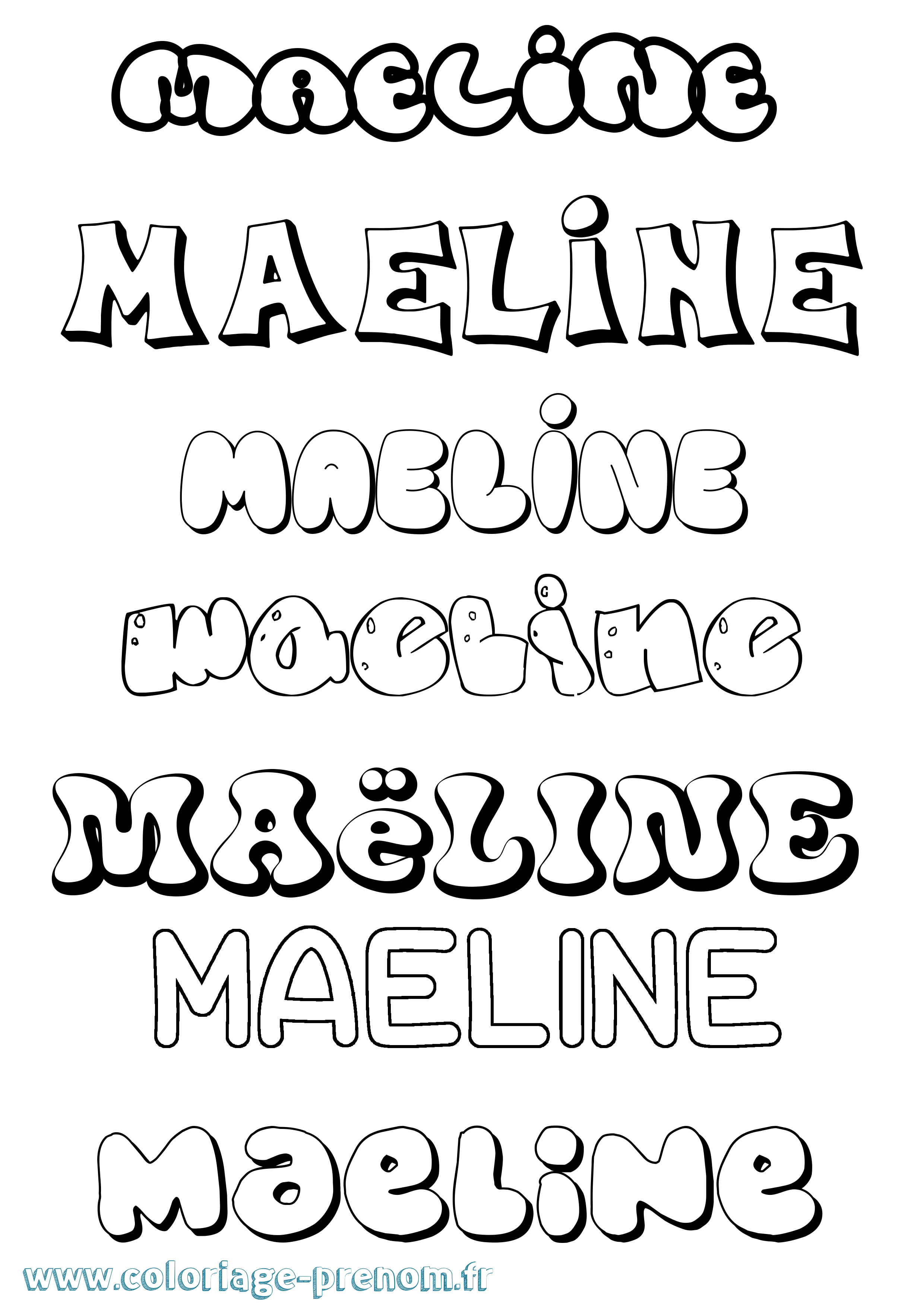 Coloriage prénom Maëline Bubble