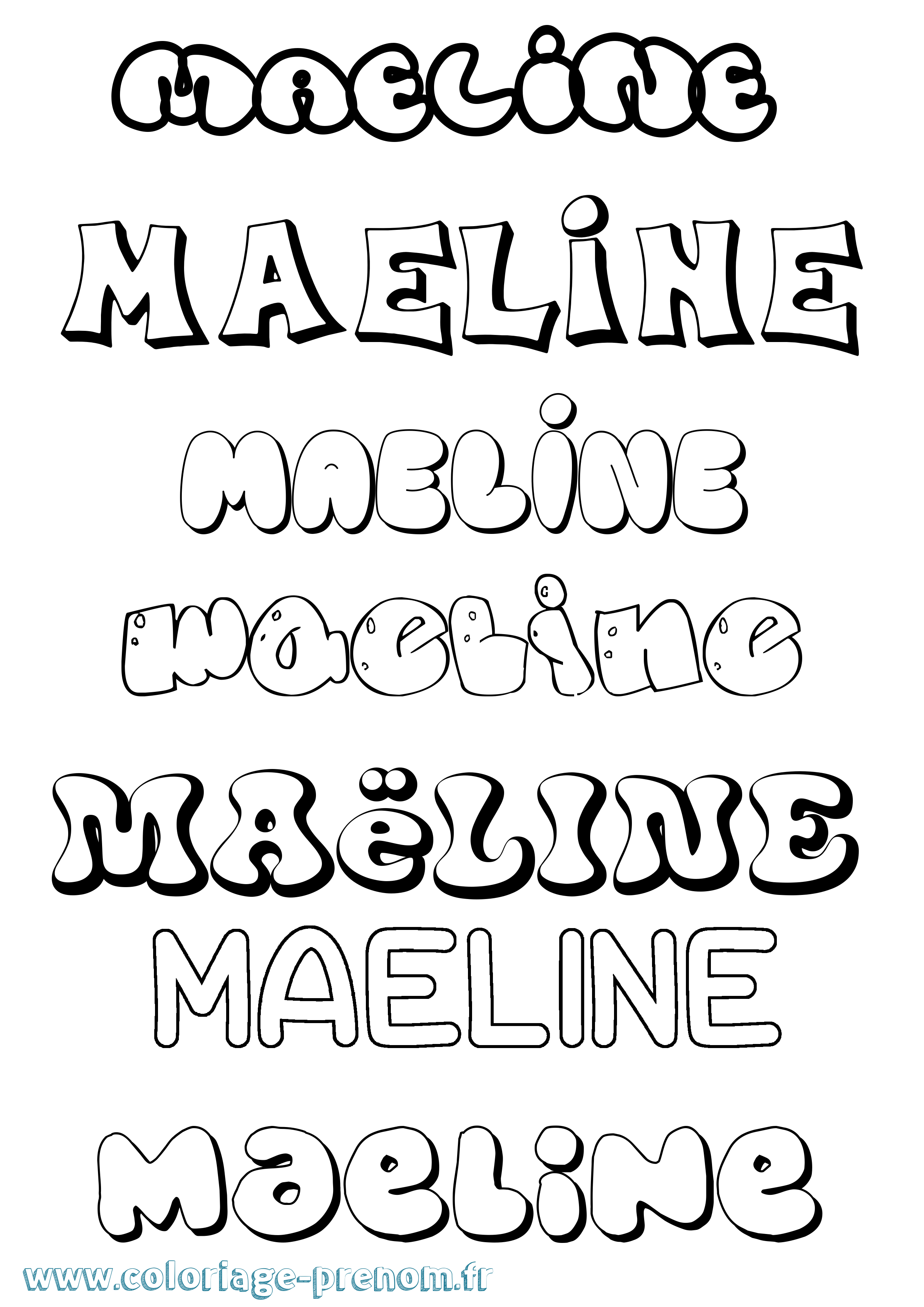 Coloriage Maëline Bubble Coloriage prénom Maëline Bubble