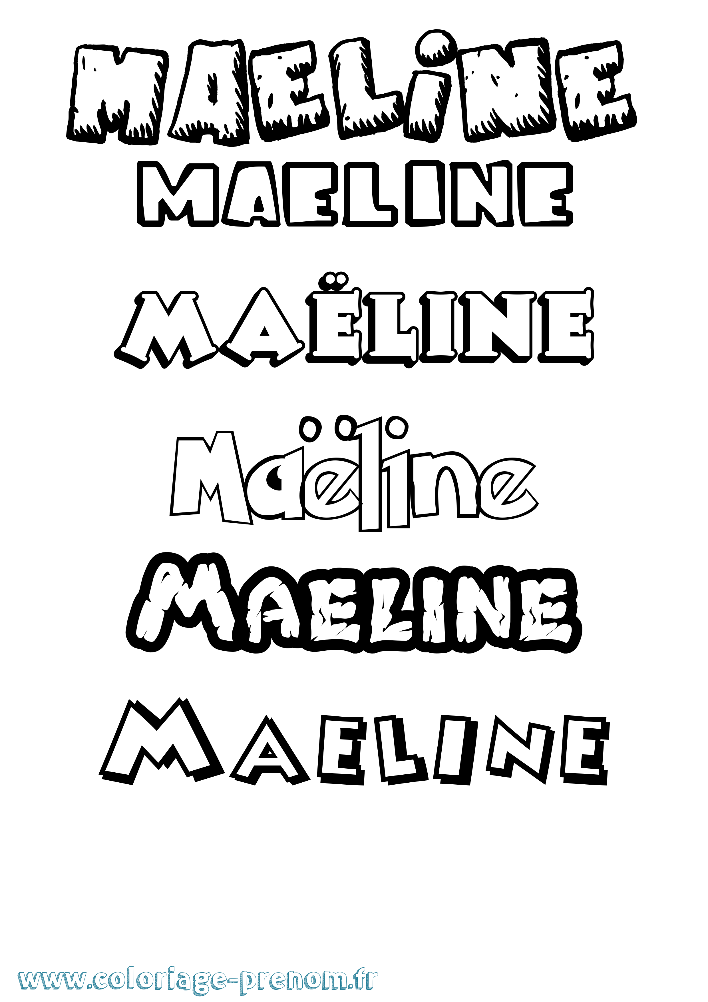Coloriage Maëline Dessin Animé Coloriage prénom Maëline Dessin Animé