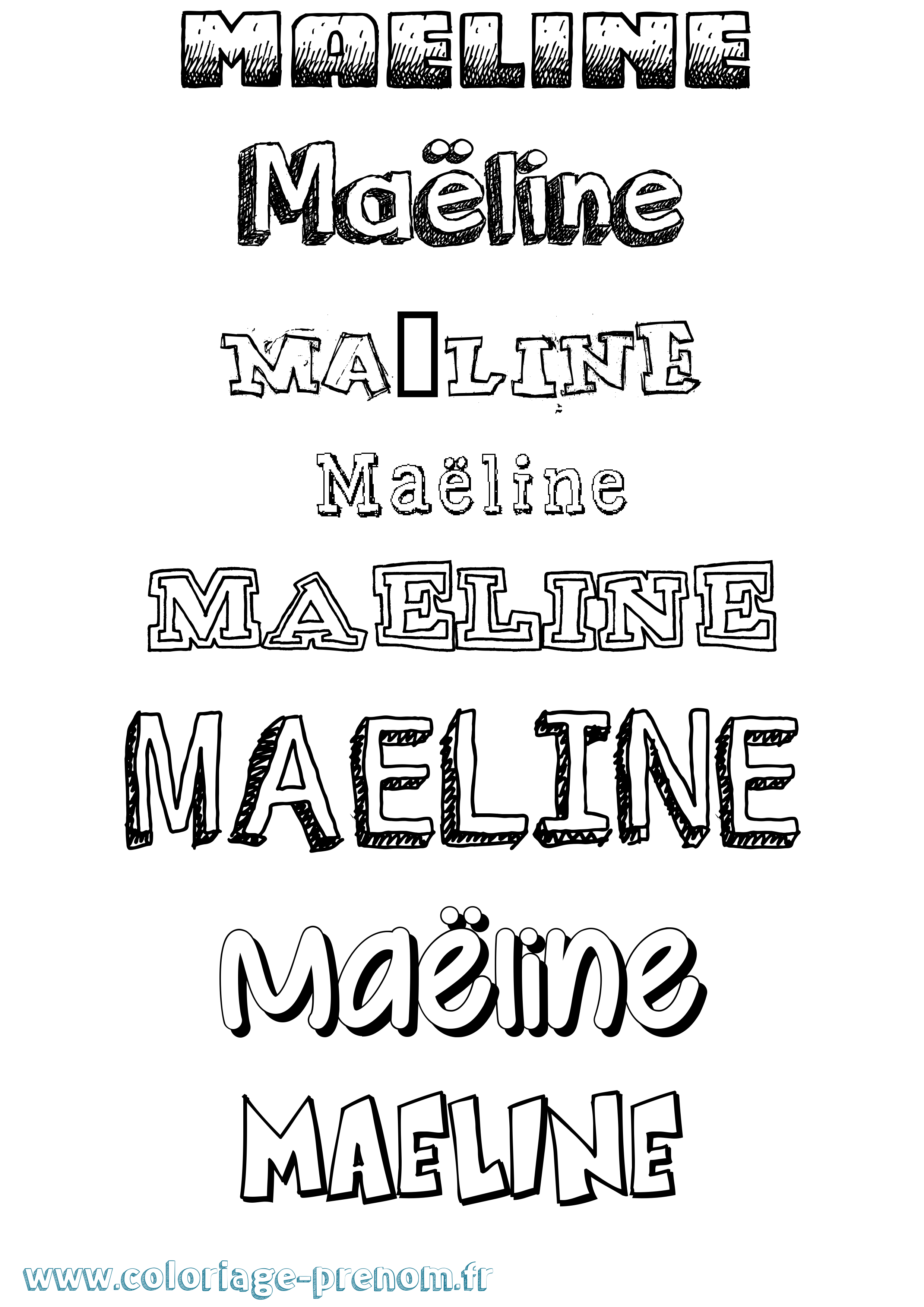 Coloriage Maëline Dessiné Coloriage prénom Maëline Dessiné