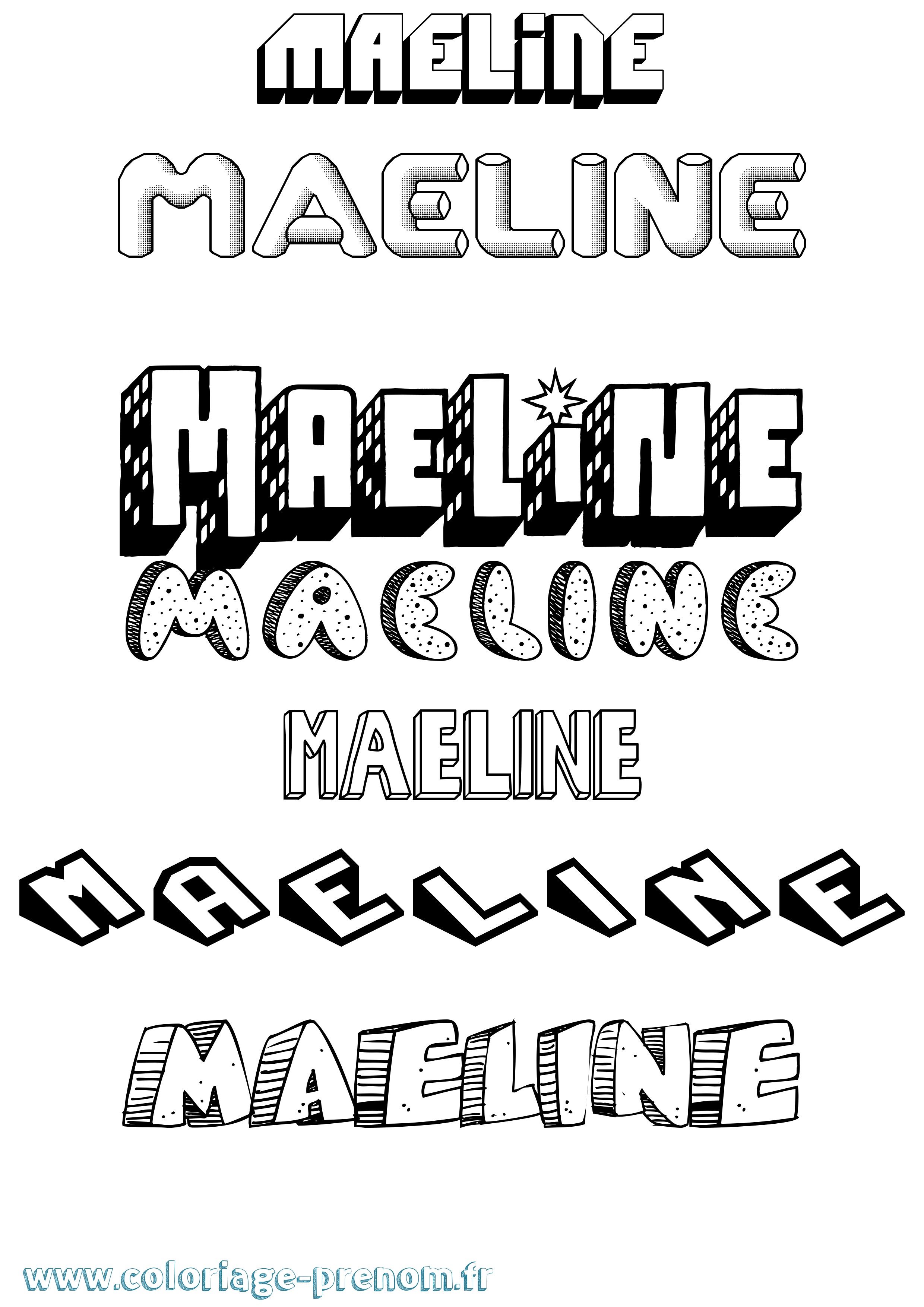 Coloriage Maëline Effet 3D Coloriage prénom Maëline Effet 3D