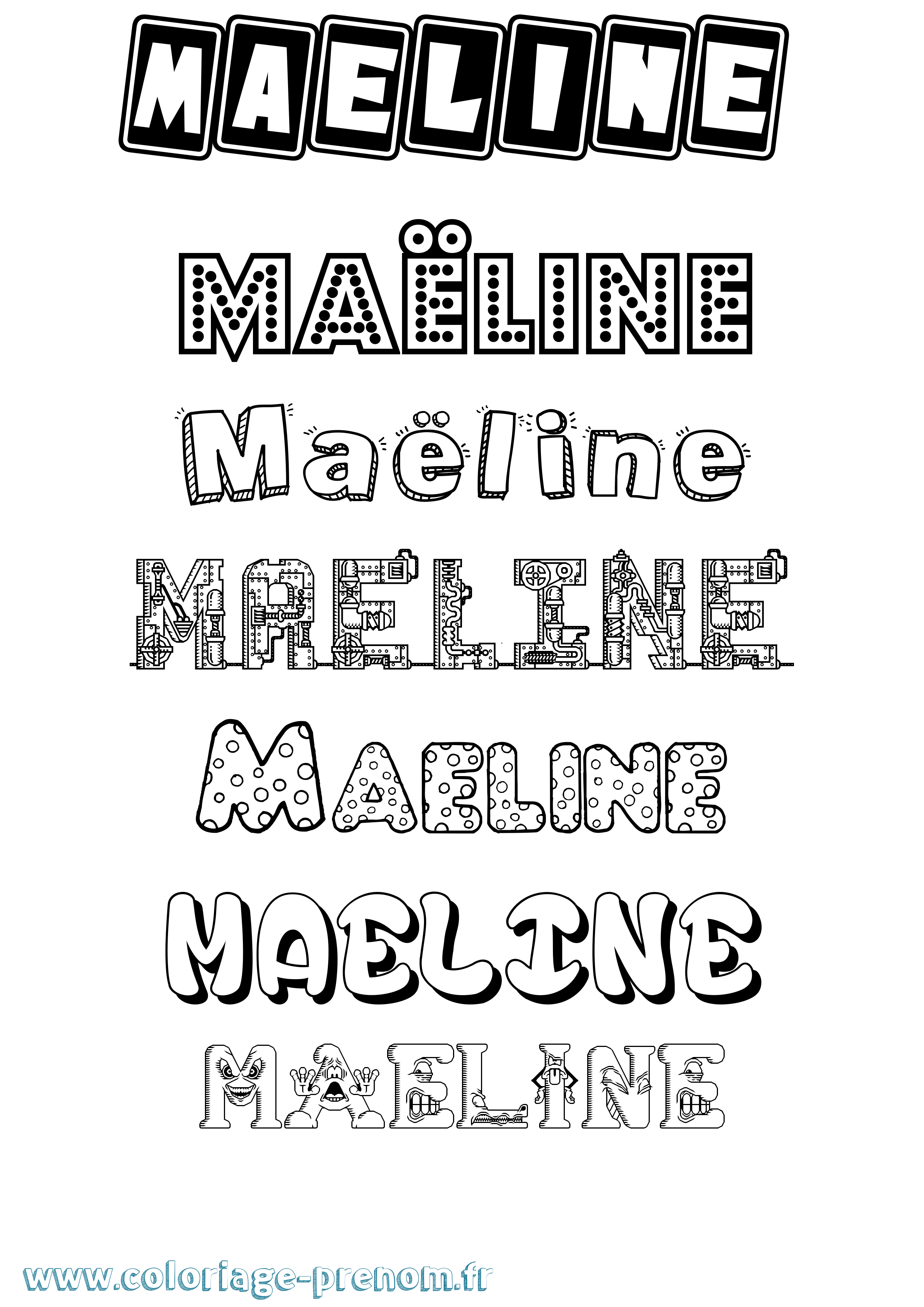 Coloriage prénom Maëline Fun