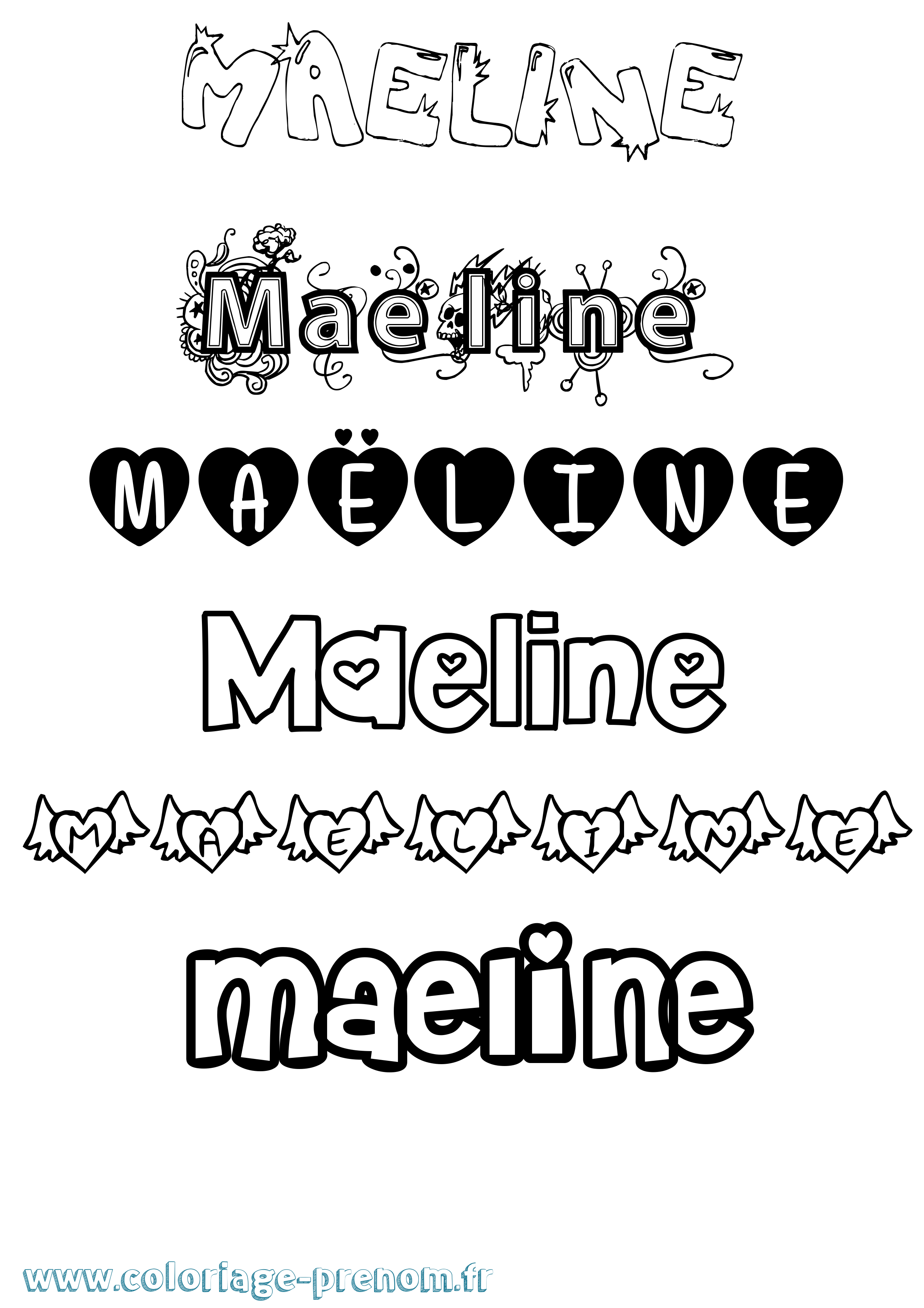 Coloriage Maëline Girly Coloriage prénom Maëline Girly