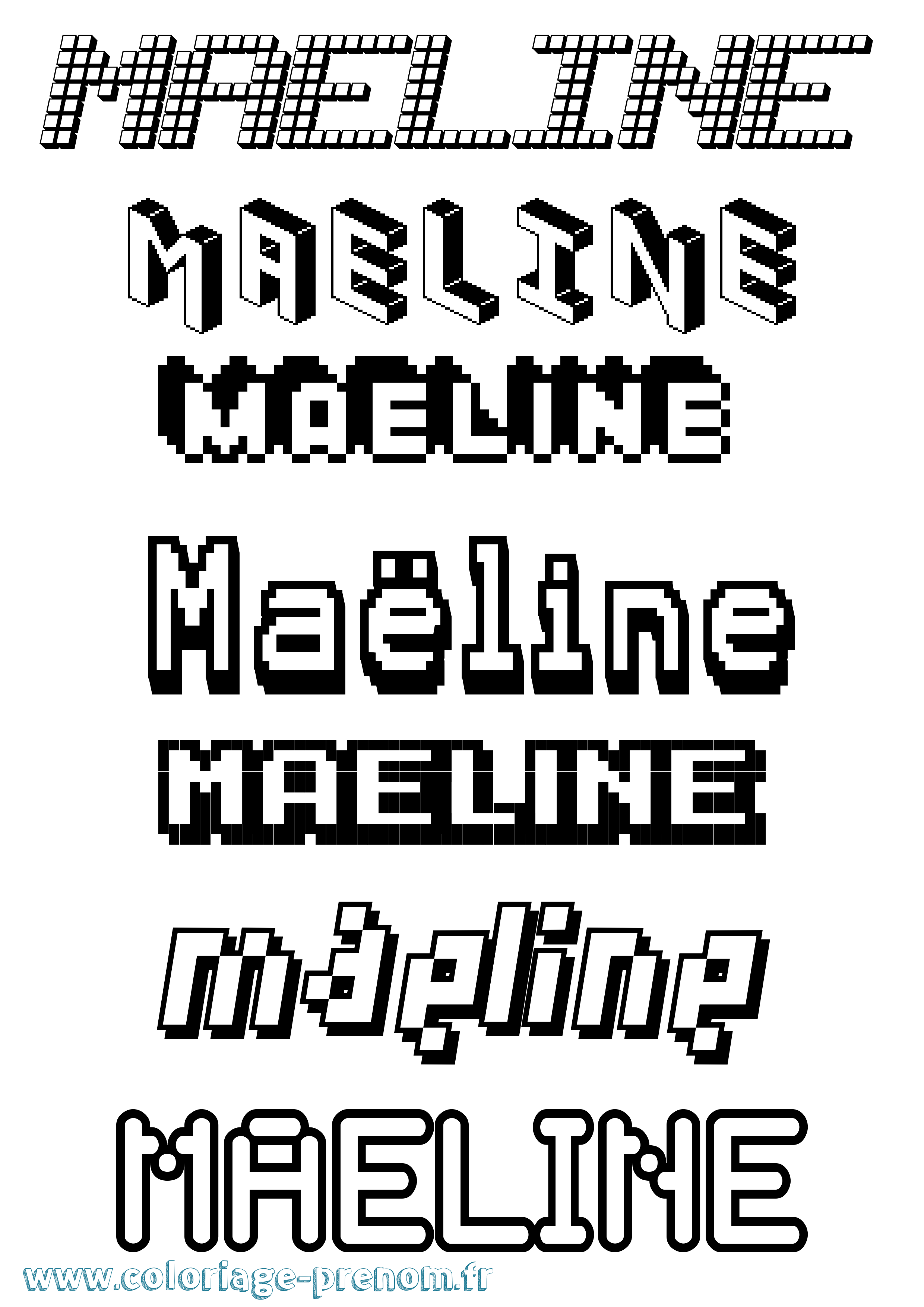 Coloriage prénom Maëline Pixel