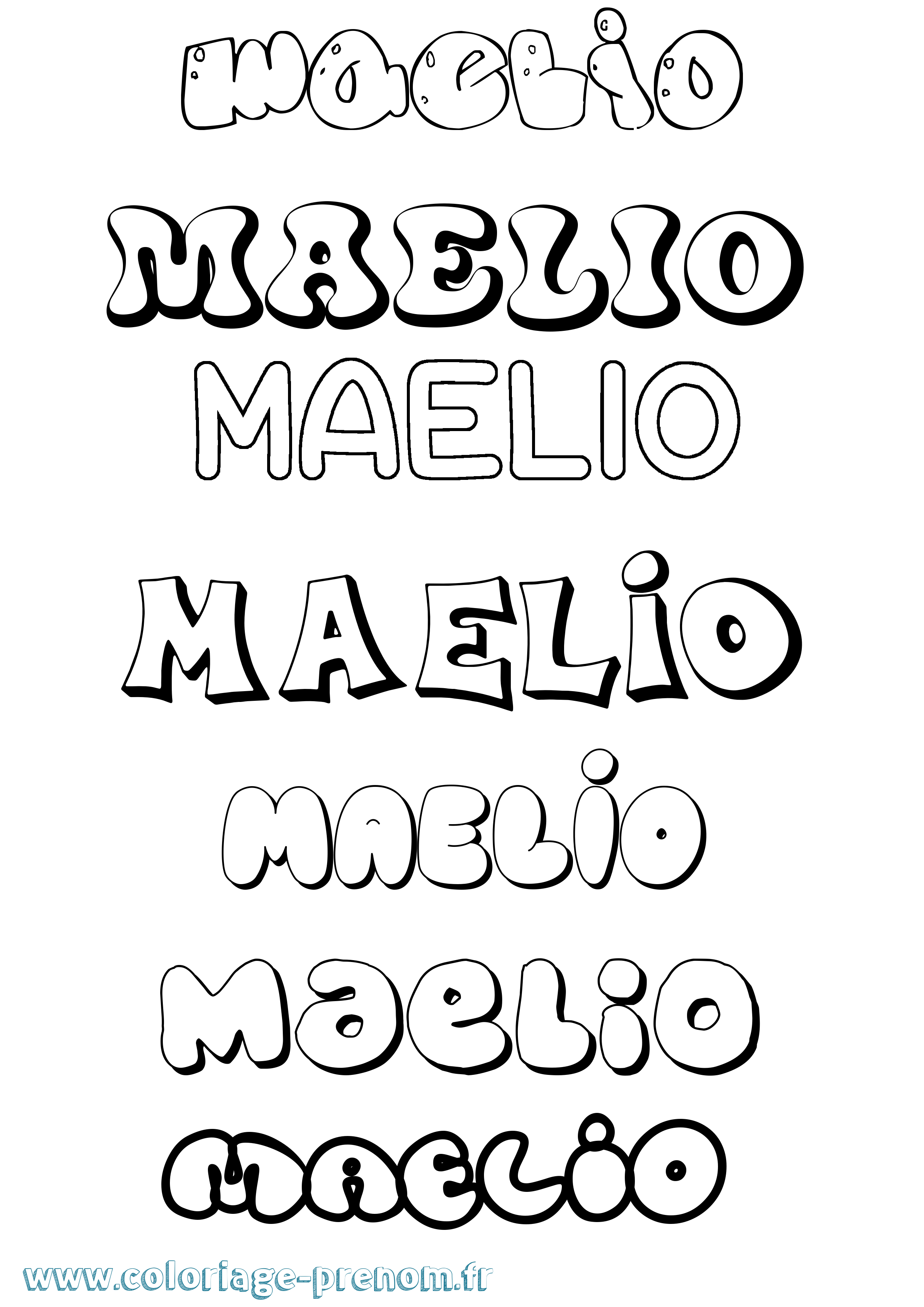 Coloriage prénom Maelio Bubble