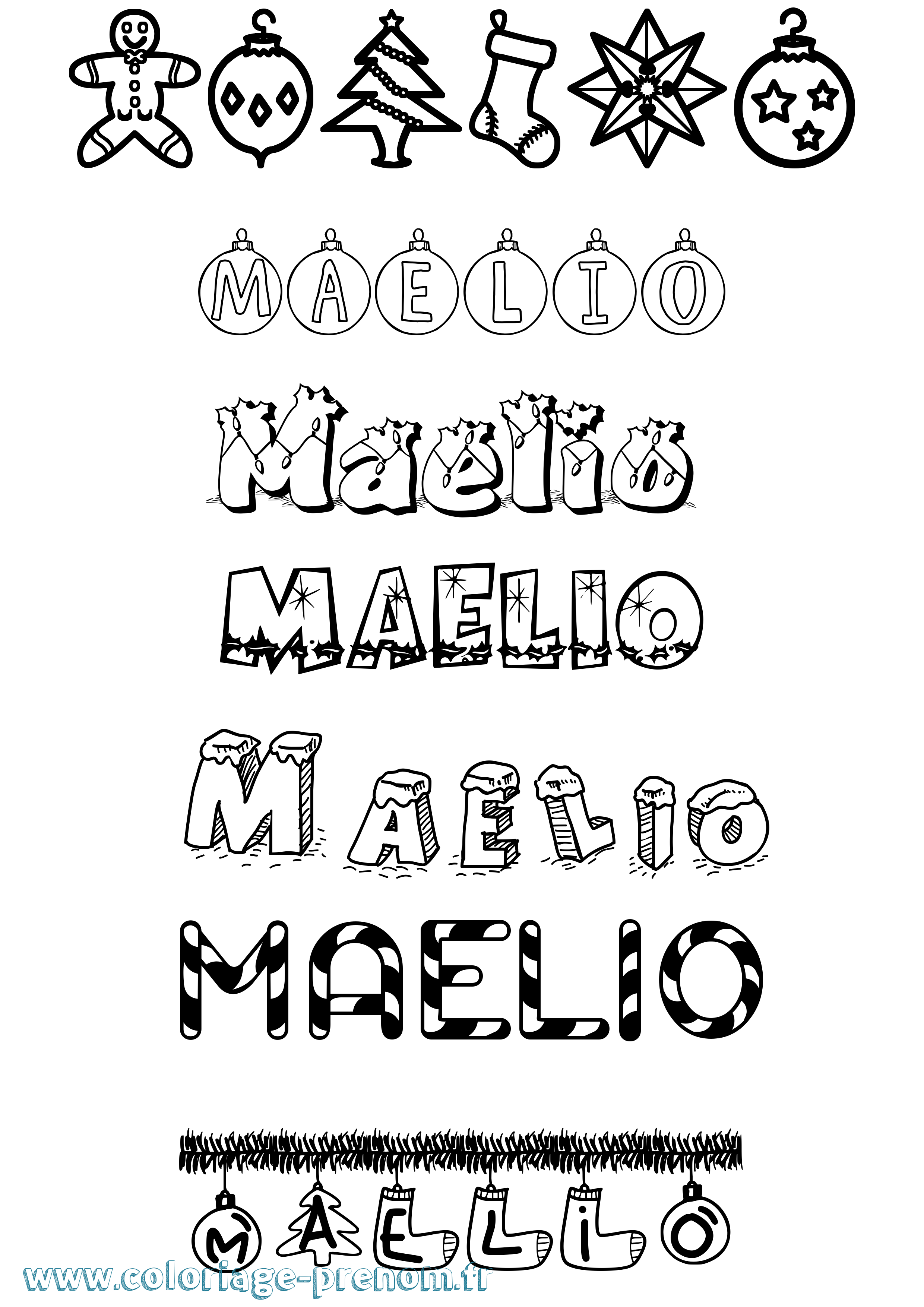 Coloriage prénom Maelio Noël